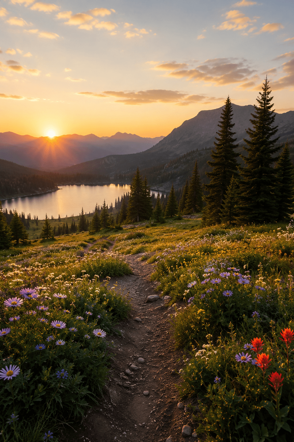 1024x1536 Castellon Manager Leeds United Pablo Hernandez Wallpaper The Sun Is Setting Over A Mountain With Wildflowers And Pine Trees On It