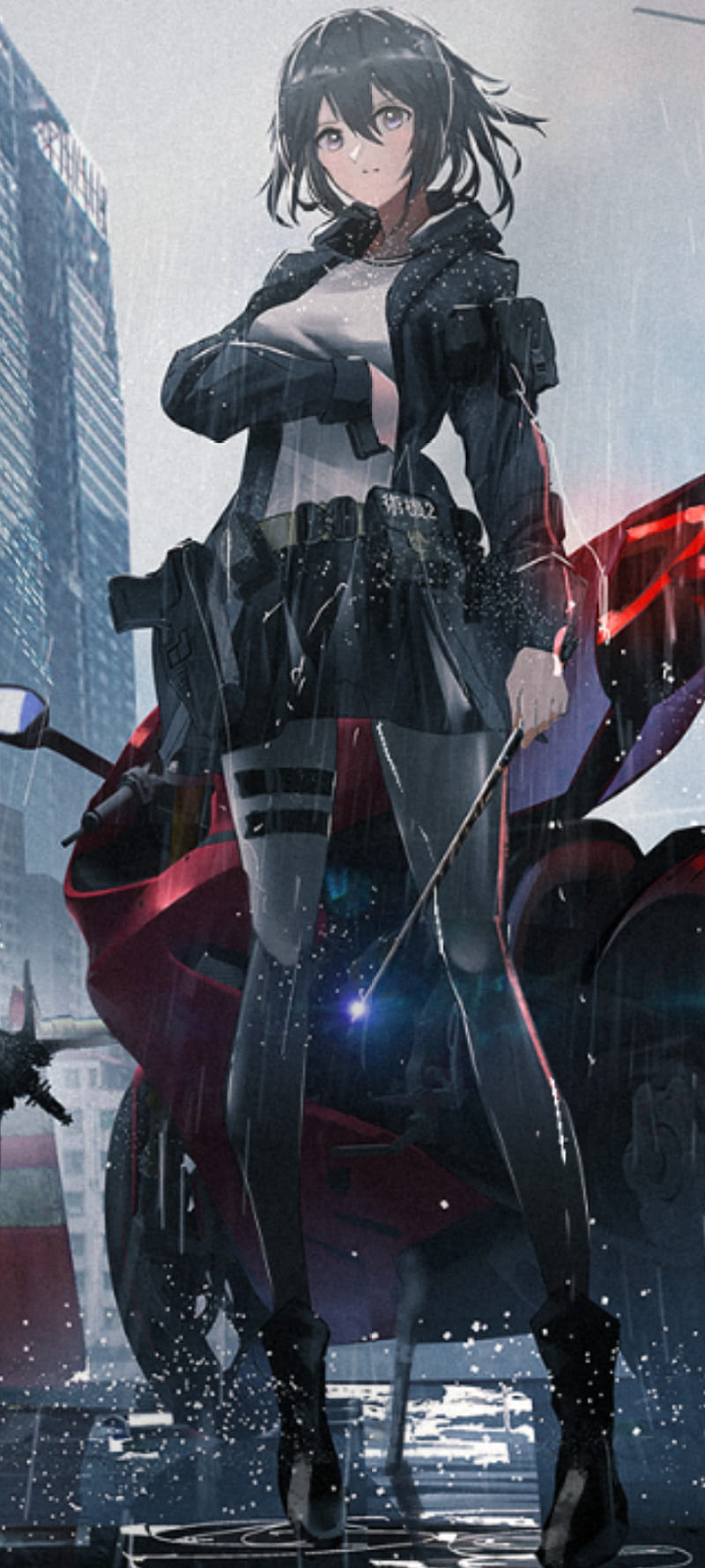 800x1778 Anime Girl Bike, black, car, cool, night, HD phone wallpaper