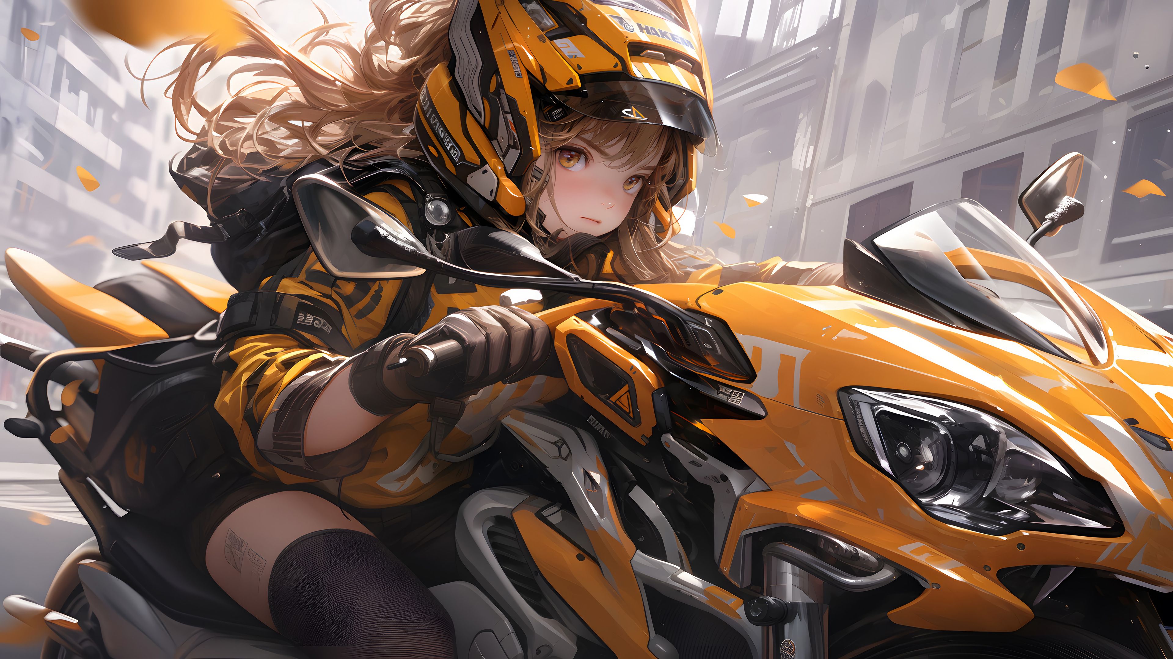 3840x2160 Sci Fi Anime Girl Motorcycle Wallpaper 4K HD PC I