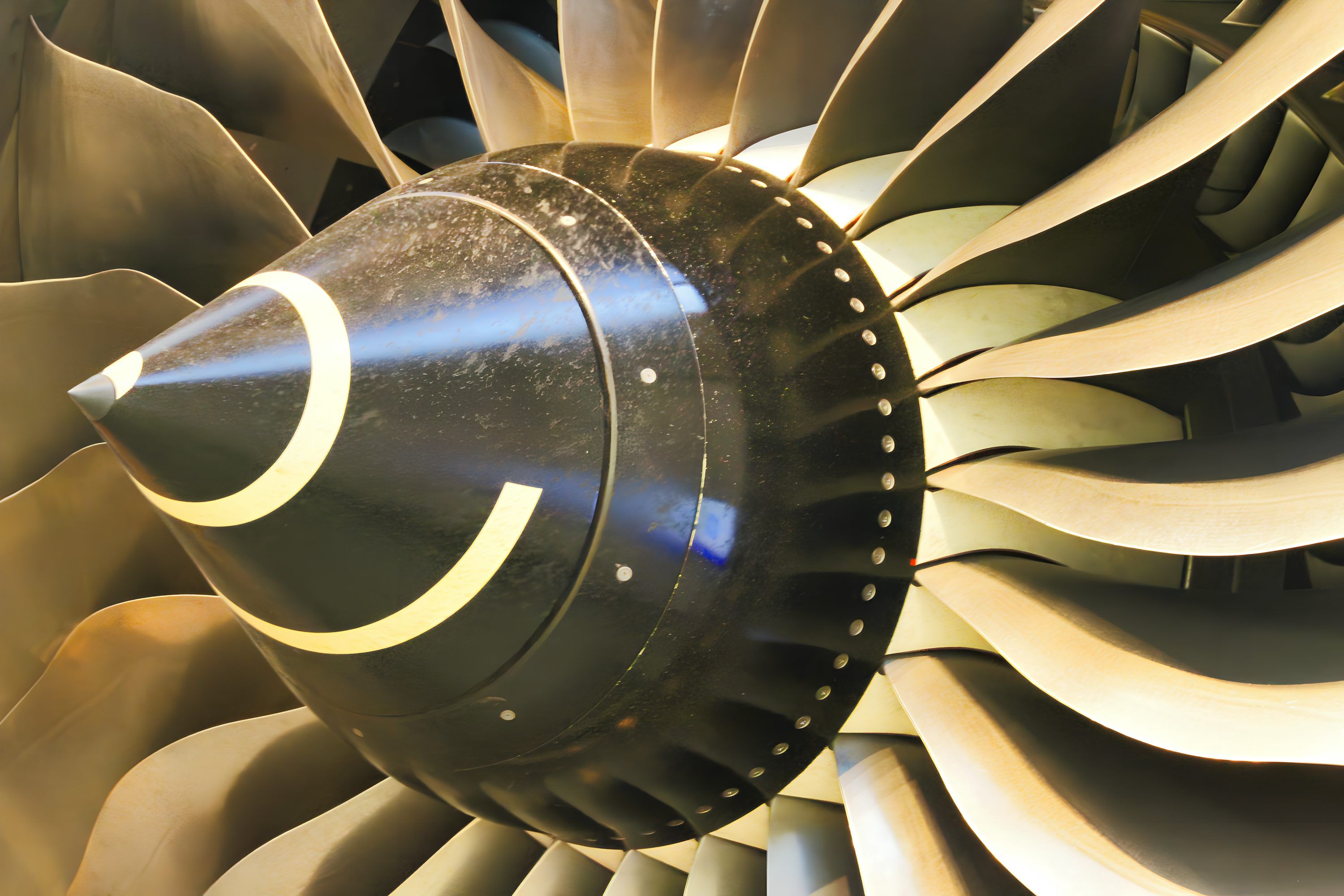 3000x2000 Close Up Of A Jet Engine's Fan Blades Photo
