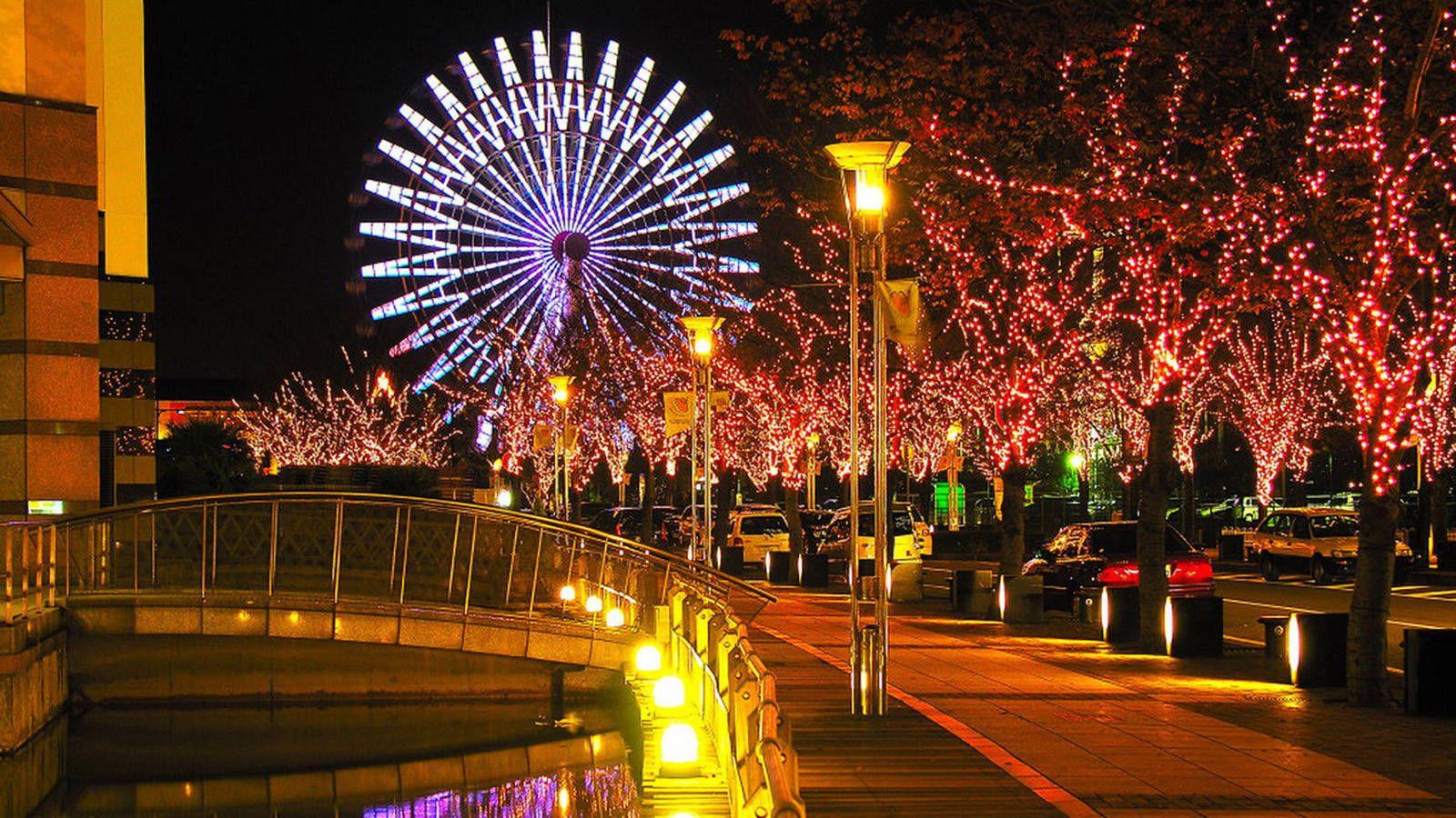 1600x900 Tokyo city street lighting wallpaper
