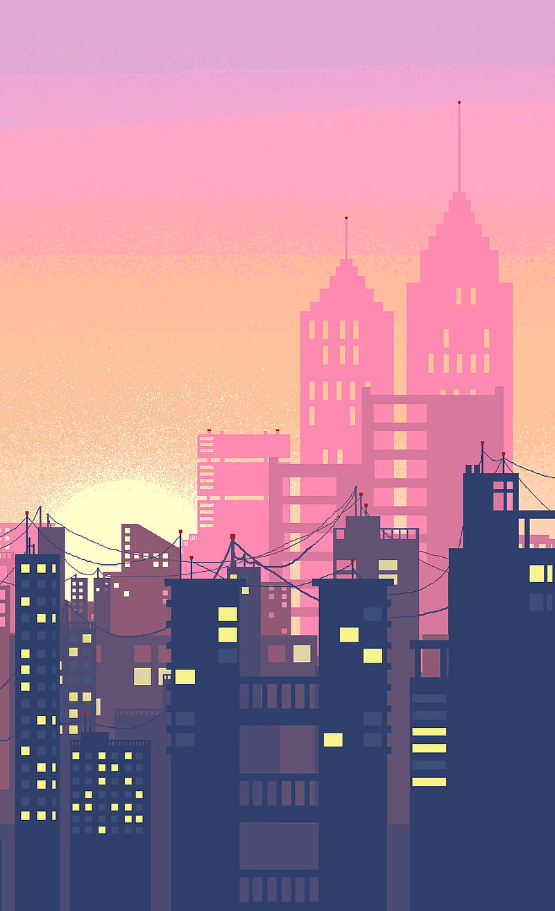 800x1313 City, buildings, silhouettes, vector, art, HD phone wallpaper