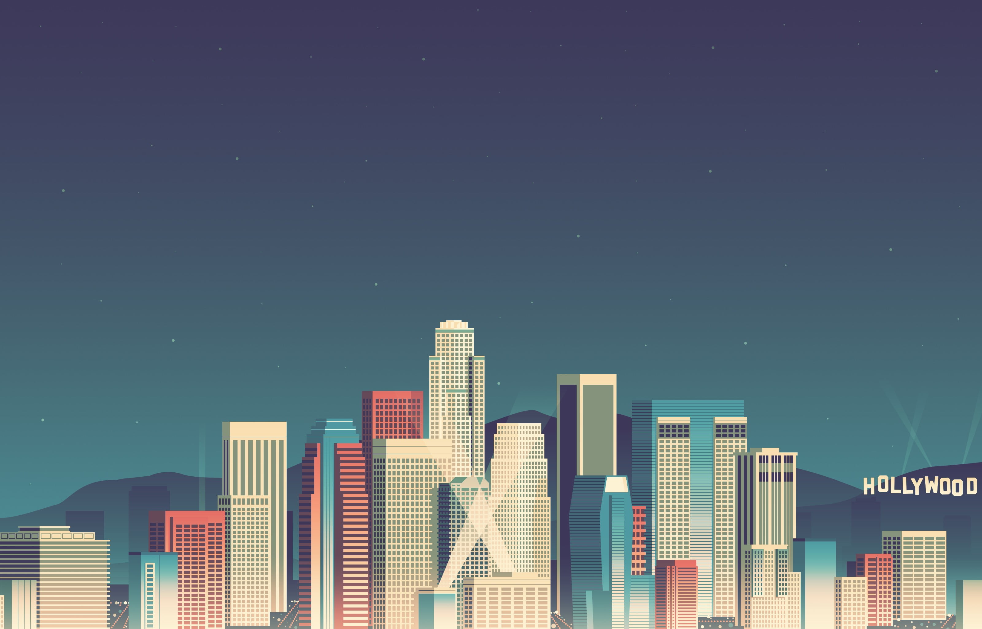 3200x2048 Los Angeles, vector art, architecture, city HD wallpaper