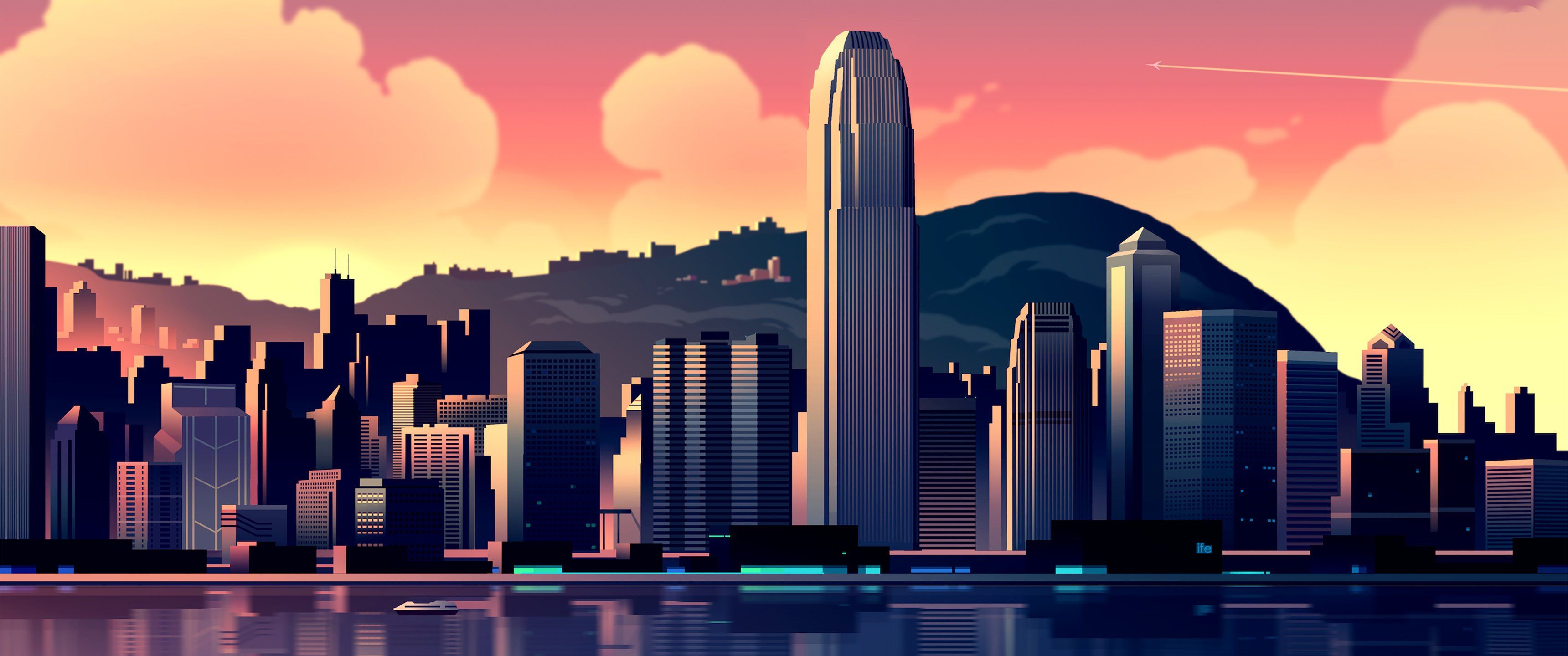3440x1440 abstracto, Vector, Ciudad Wallpaper HD / Desktop and Mobile Background