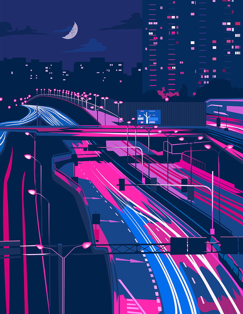 800x1035 Illustration, antographics, colorful, purple, neon, glowing, cityscape, architecture, HD phone wallpaper