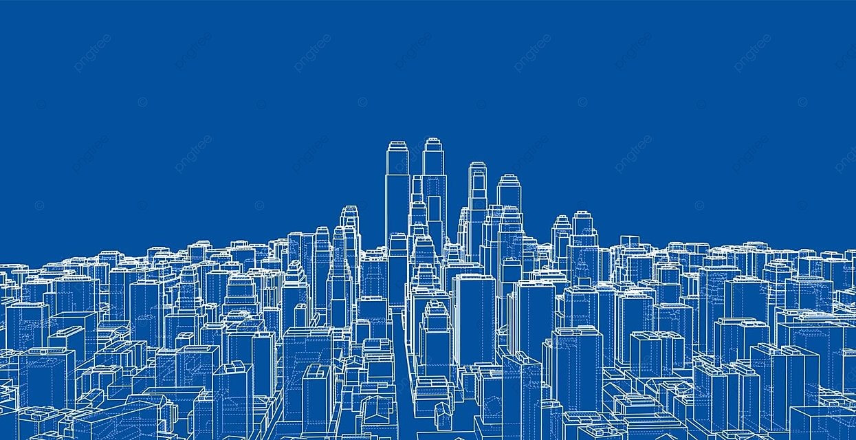 1245x640 Wire Frame Cityblueprint Style Vector Building Office Technology Vector, Building, Office, Technology Illustration Background And Wallpaper For Free Download
