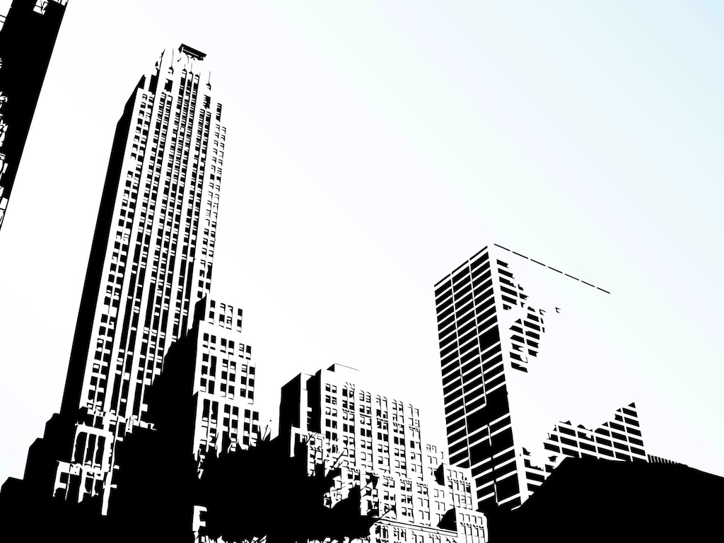 1024x768 City Skyline Vector Vector Art & Graphics