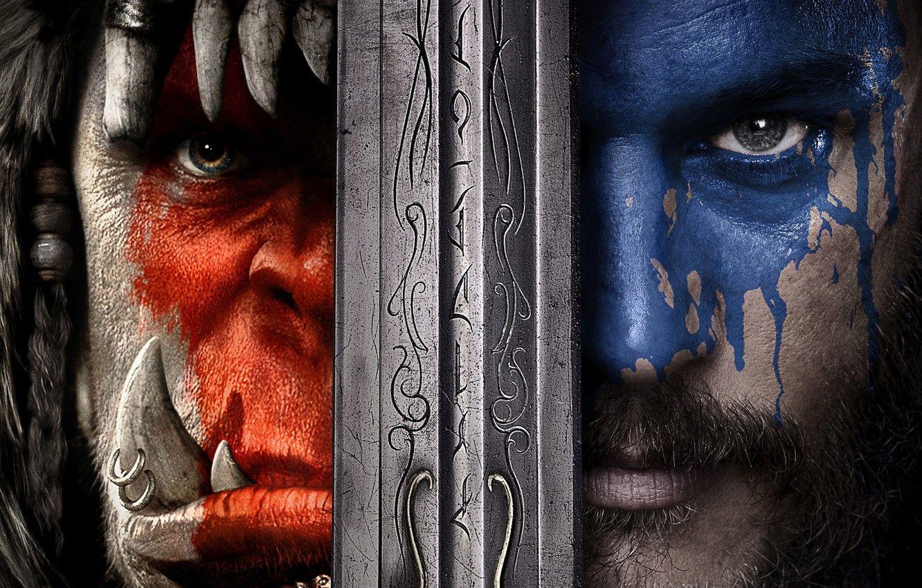 1332x850 Wallpaper Action, Red, Fantasy, Warcraft, Blizzard, Orc, Blue, Legendary Picture, Wolf, Eyes, Year, EXCLUSIVE, Activision, Knight, Face, Movie image for desktop, section фильмы