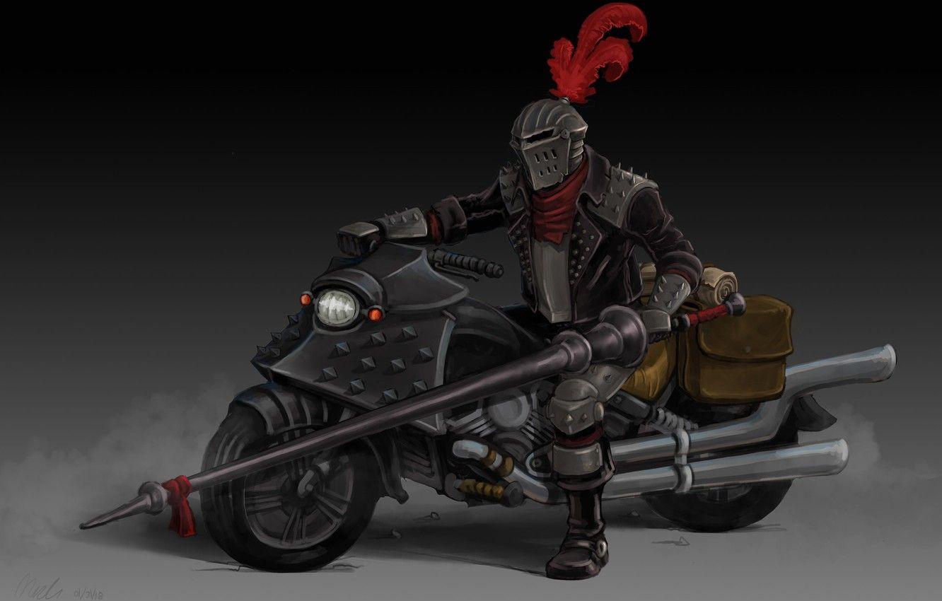 1332x850 Wallpaper art, bike, knight, Gladiator, Outlaw Biker, Nick Kester image for desktop, section фантастика