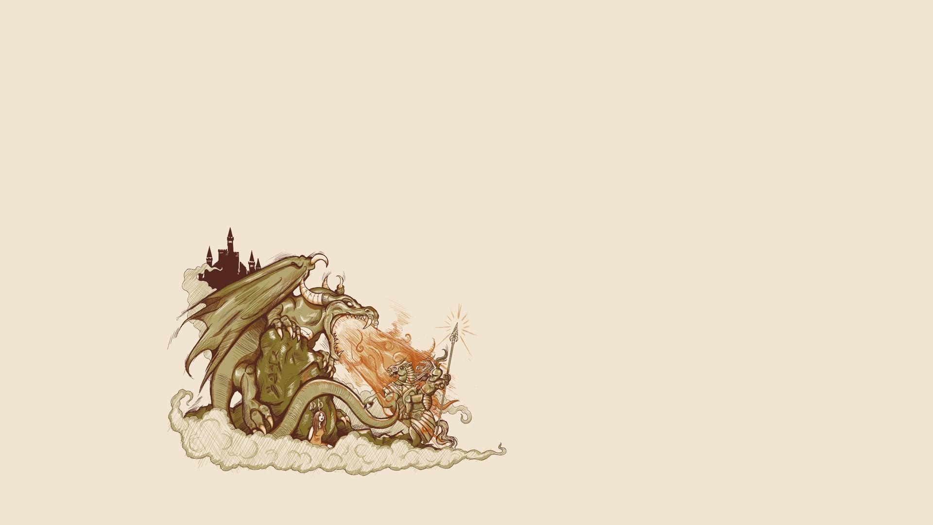 1920x1080 Knight vs dragon Wallpaper