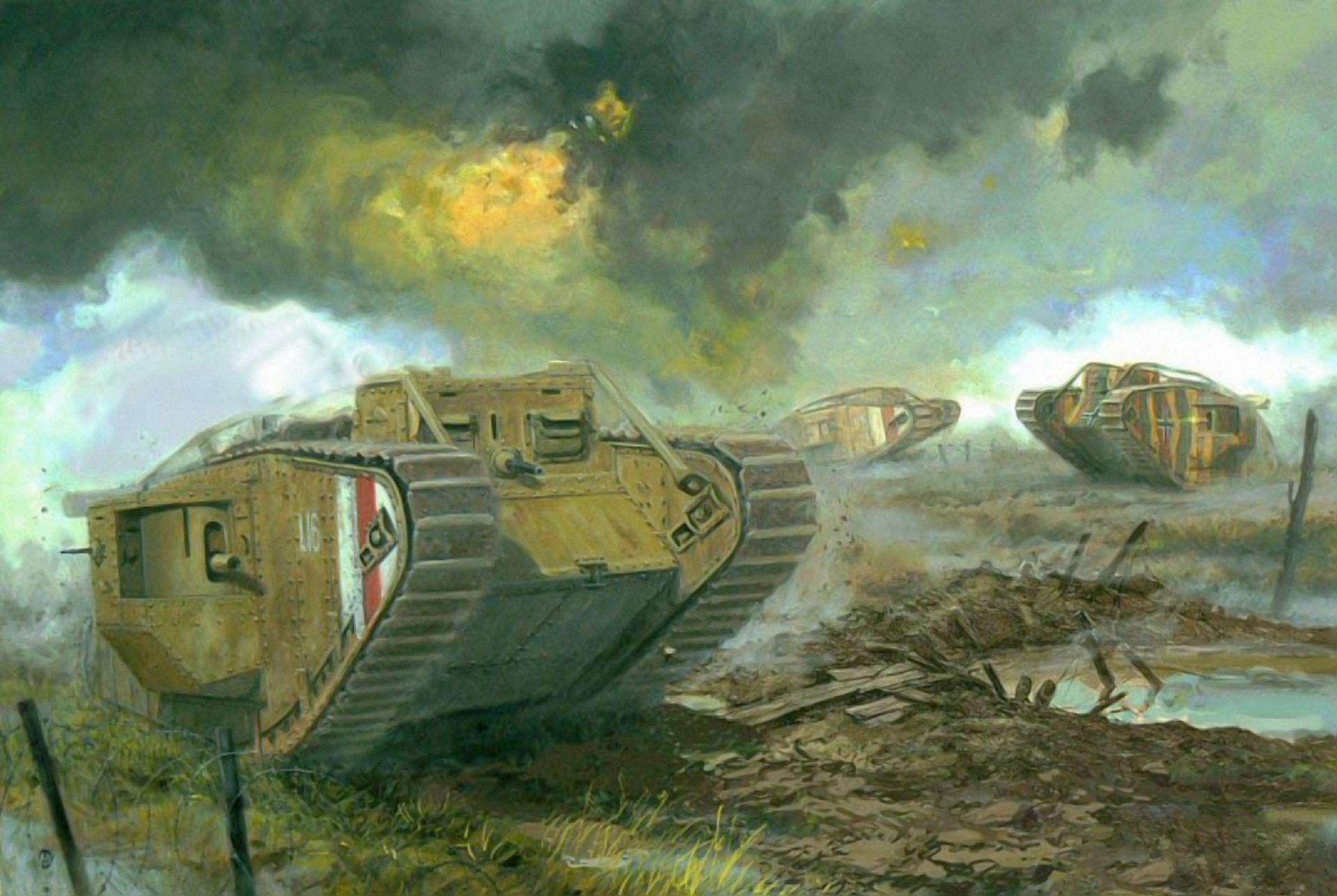 1920x1286 Wallpaper Tanks Painting Art War Mk IV Army Image Download. War, War tank, World war