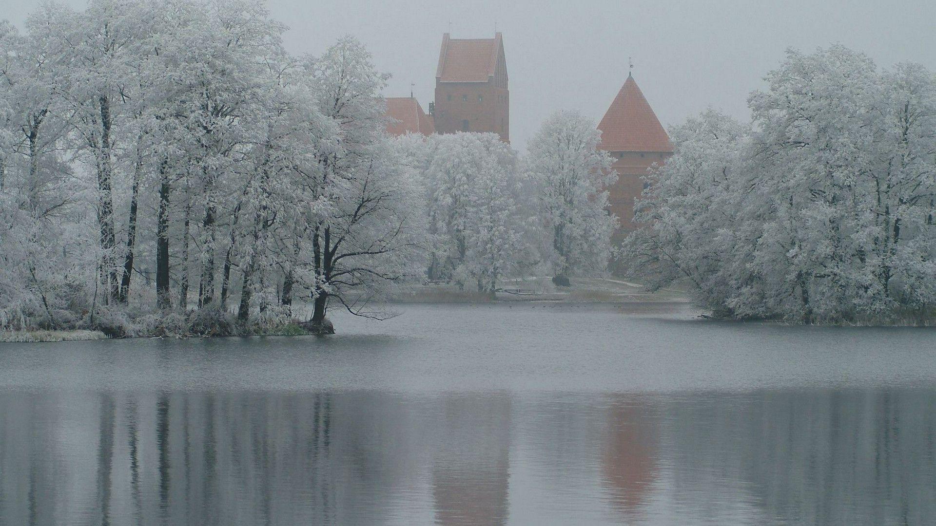 1920x1080 Castle in the winter woods