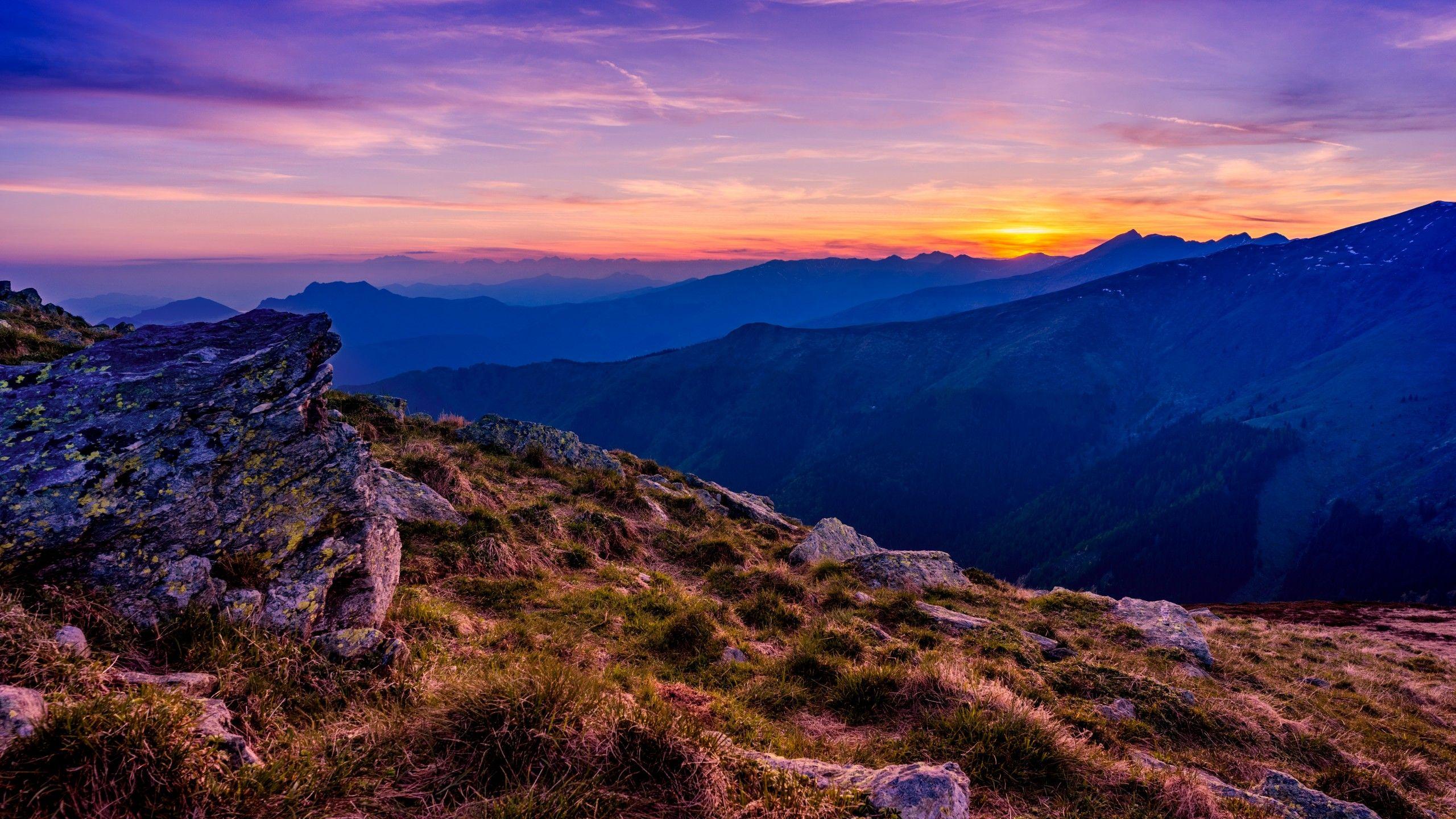 2560x1440 Wallpaper mountains, 5k, 4k wallpaper, 8k, clouds, sunset, Nature