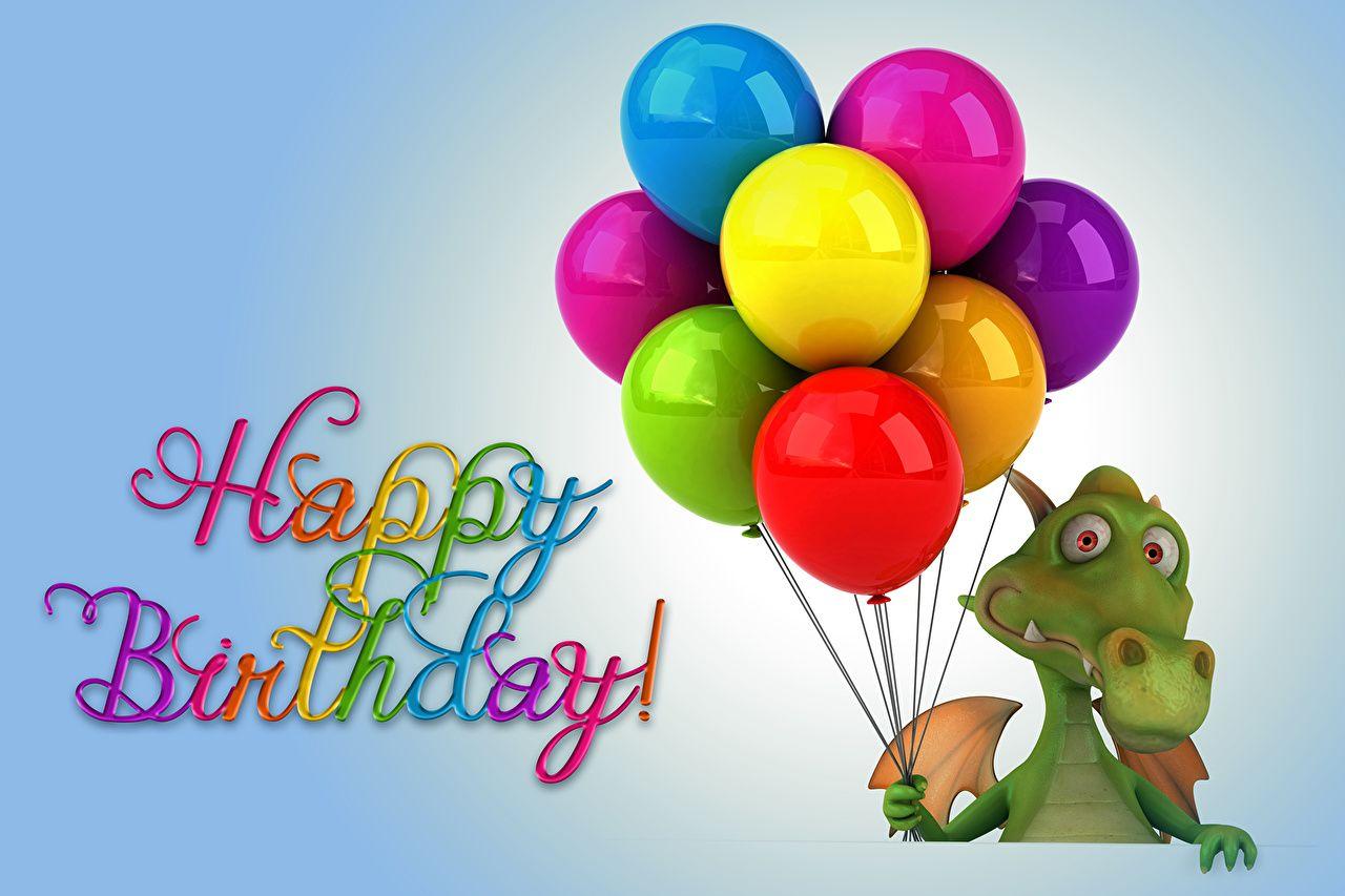 1280x853 Birthday Dragons Toy balloon 3D Graphics Animals Holidays