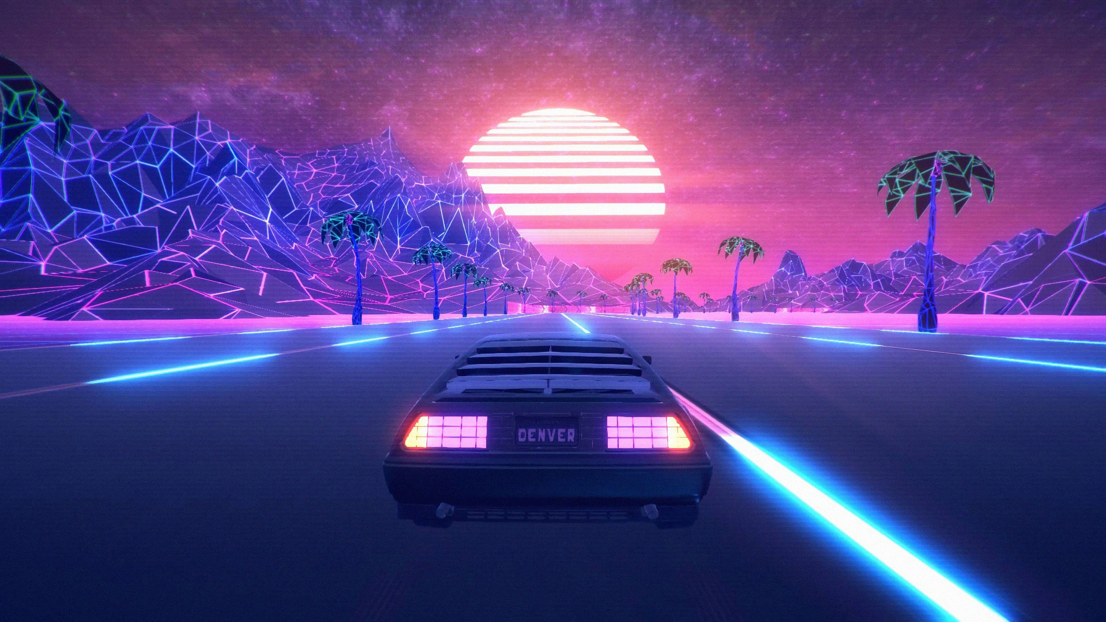 3840x2160 Retrowave Road Car 4k, HD Artist, 4k Wallpaper, Image, Background, Photo and Picture