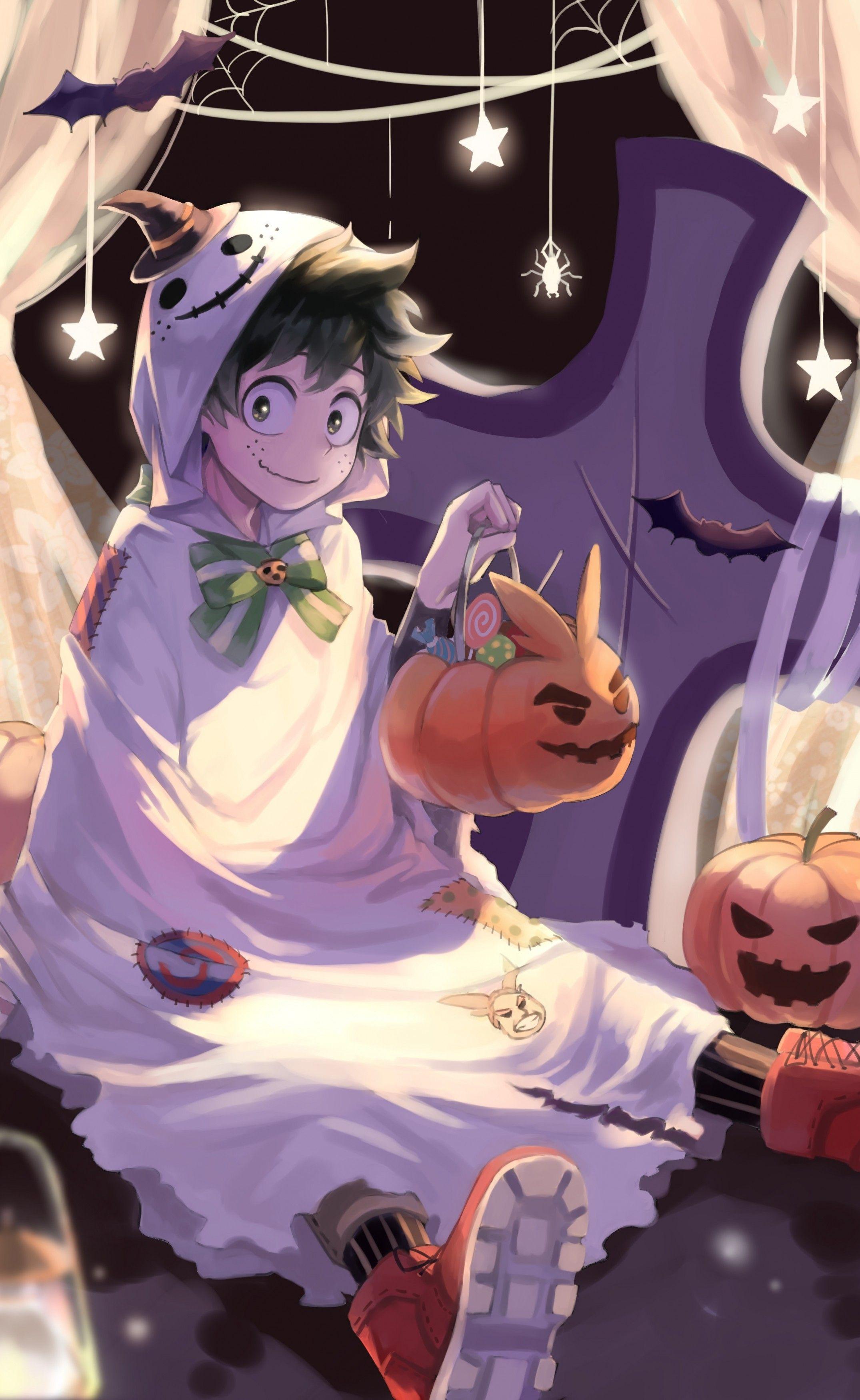 2150x3500 Download 2150x3500 Midoriya Izuku, Boku No Hero Academia, Smiling, Halloween Wallpaper