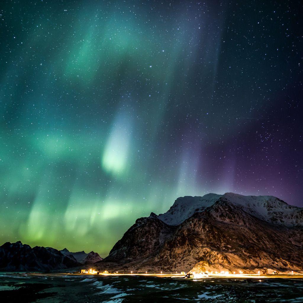 1024x1024 Viking Lights Over Norway Wallpaper for iPad. Norway nature, Northern lights, Norway wallpaper