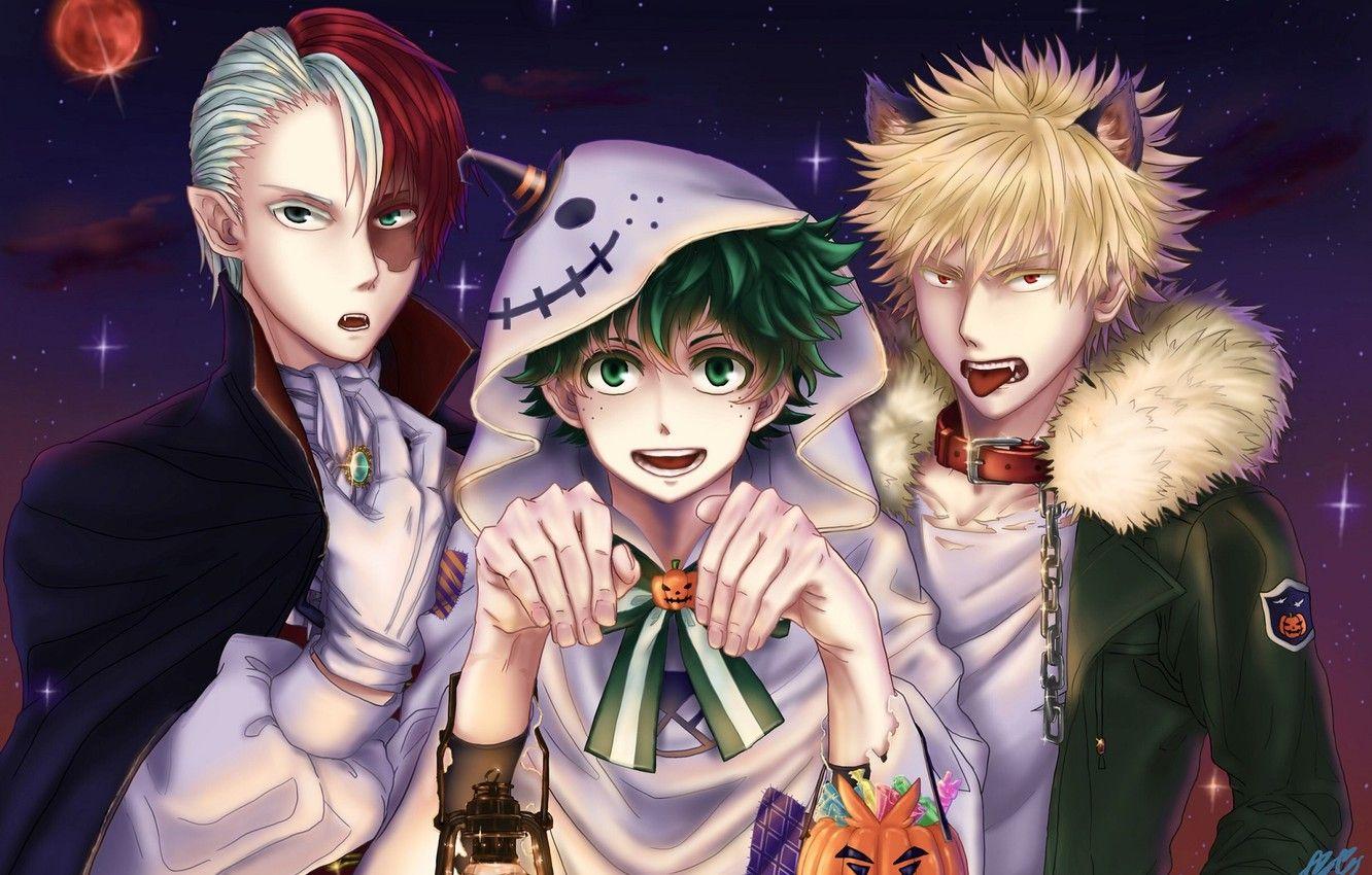 1332x850 Wallpaper art, guys, Halloween, Boku No Hero Academy, My Hero Academy image for desktop, section сёнэн