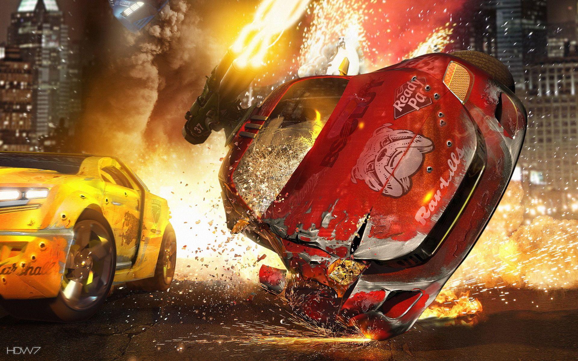 1920x1200 Death Race Car Crash Wallpaper Accident HD Background