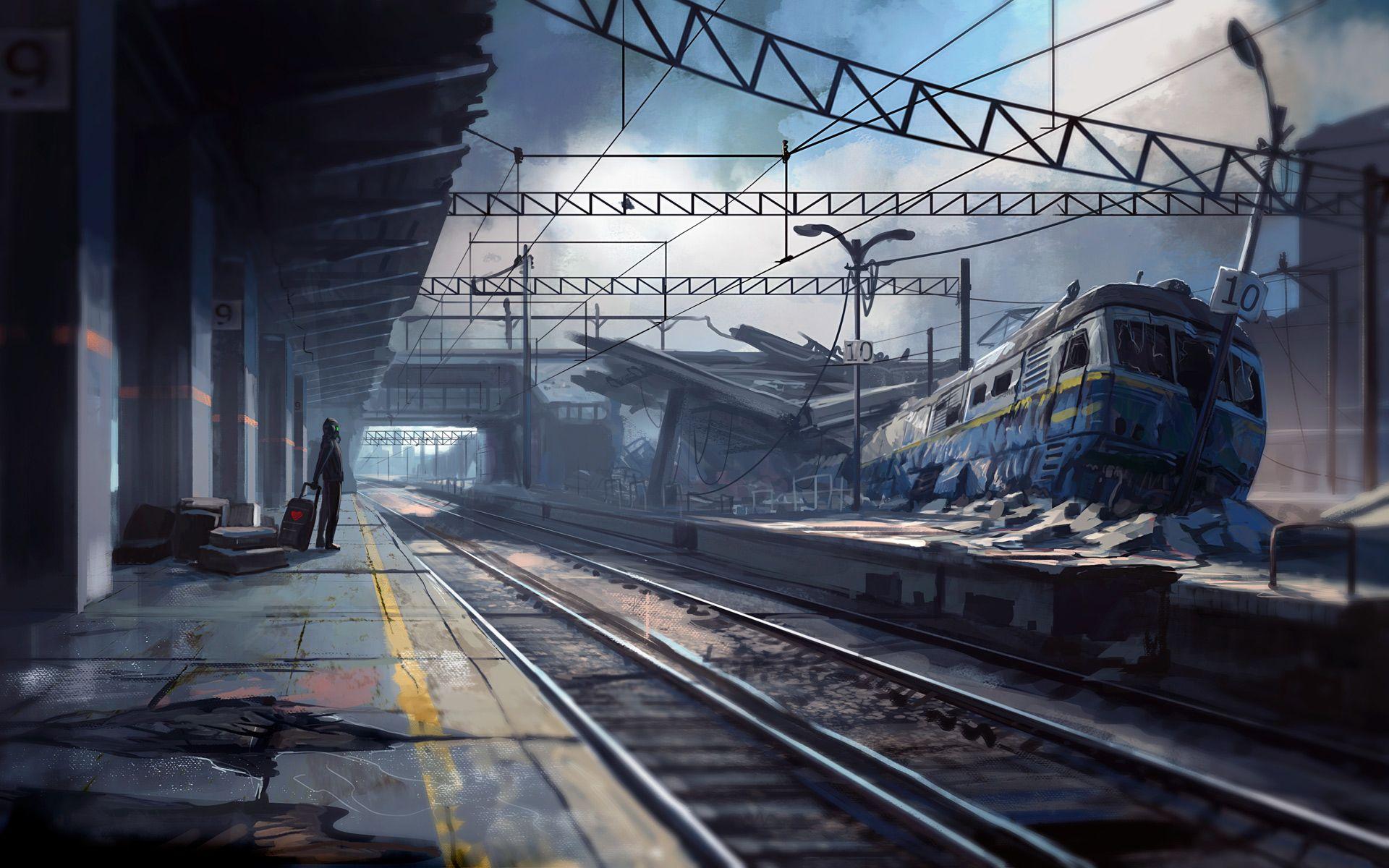 1920x1200 Download Wallpaper train railroad station railway, 1920x The accident at the railway station