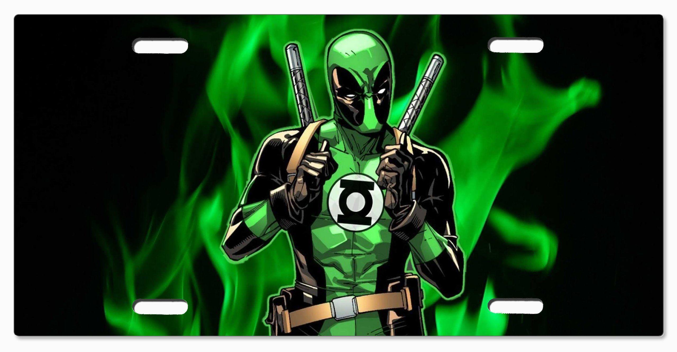 2560x1331 Green Lantern Deadpool Vanity License Plate 3102mss. Random Awesome