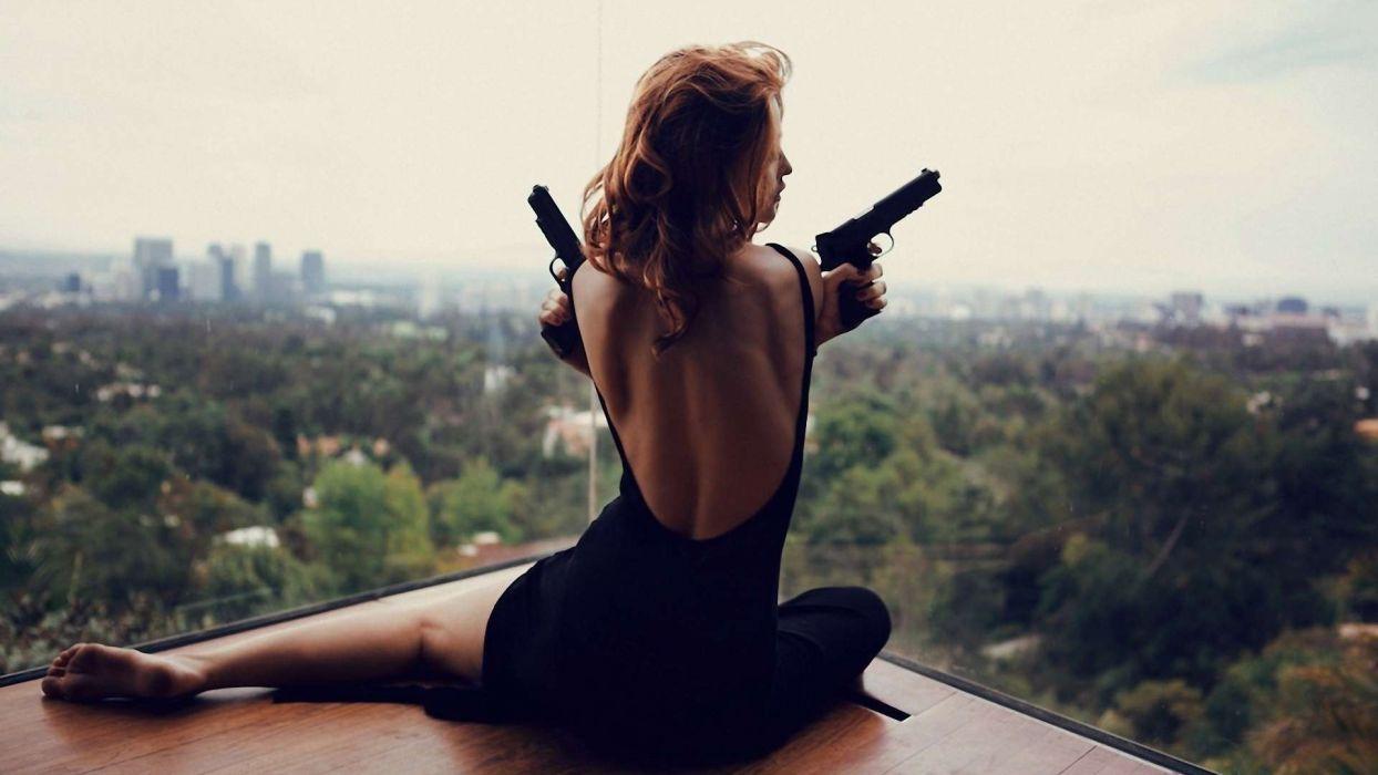 1244x700 WOMEN & GUNS Females Girls Weapons Guns Pistol Back Wallpaperx1080
