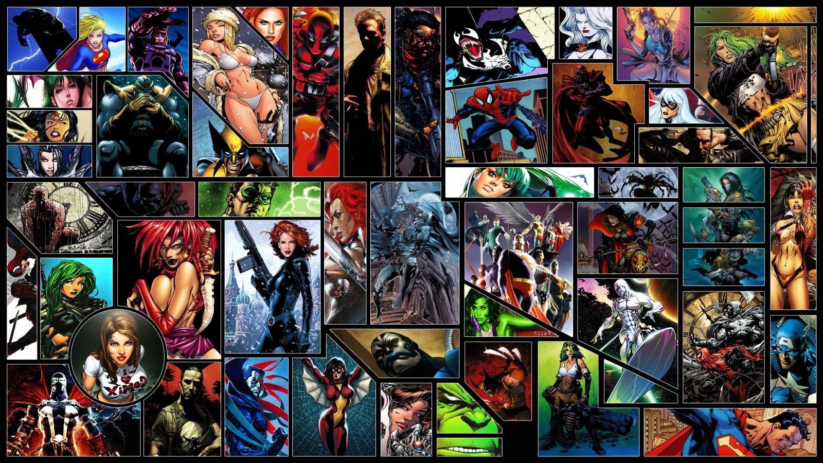 1600x900 Wallpaper : collage, Batman, Wolverine, Hulk, Captain America
