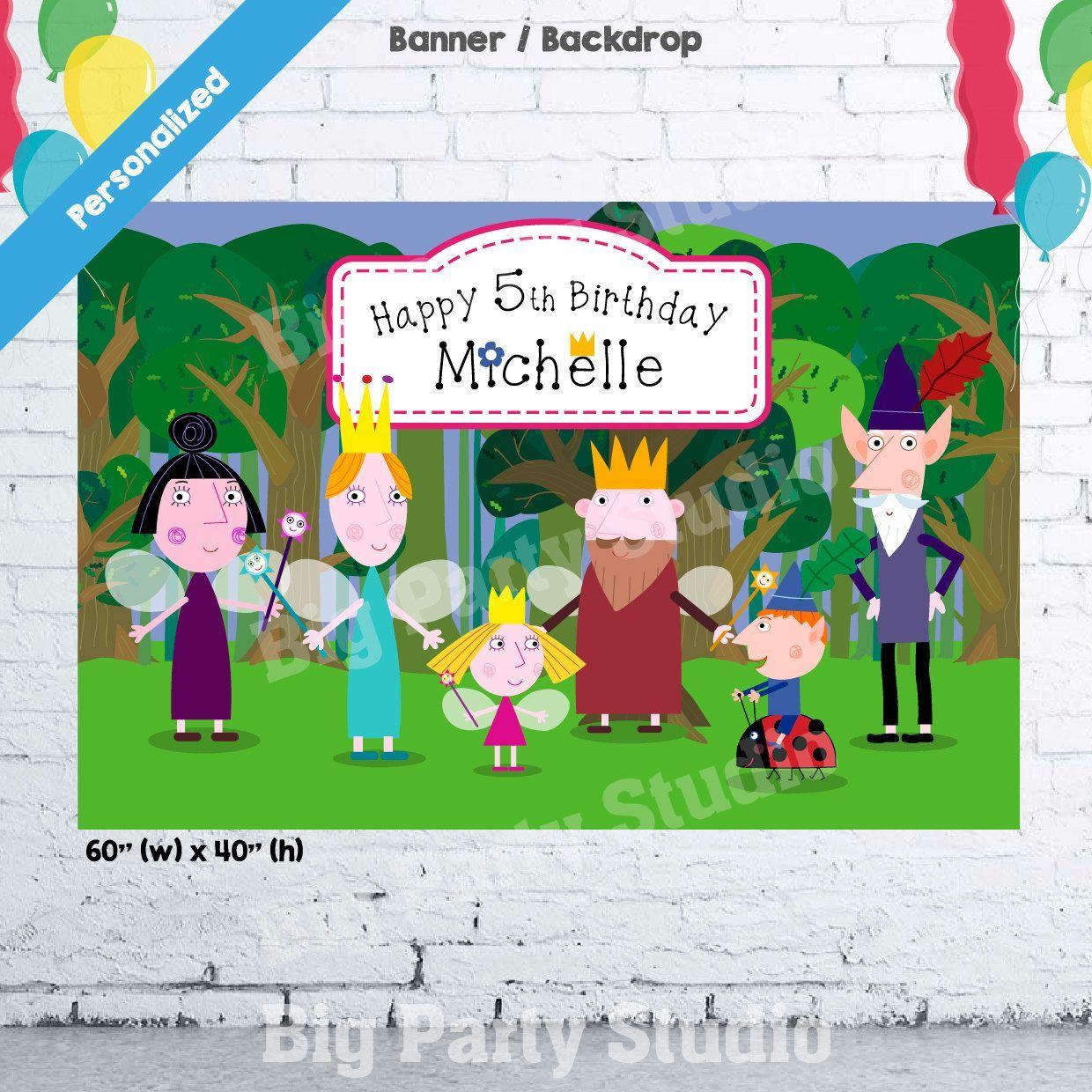 1240x1240 Ben and Holly Banner, Ben and Holly Birthday Backdrop, Ben & Holly Party, Poster, 60"(w) x 40"(h. Birthday backdrop, Ben and holly, Personalized banners