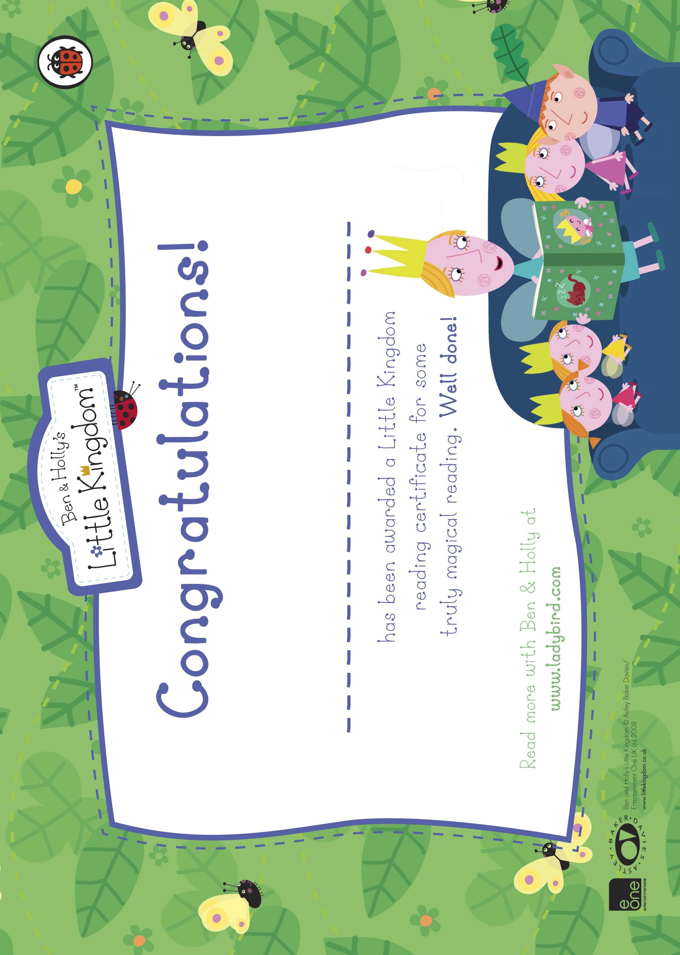 2569x3608 Ben & Holly Reading Certificate Kids' Club