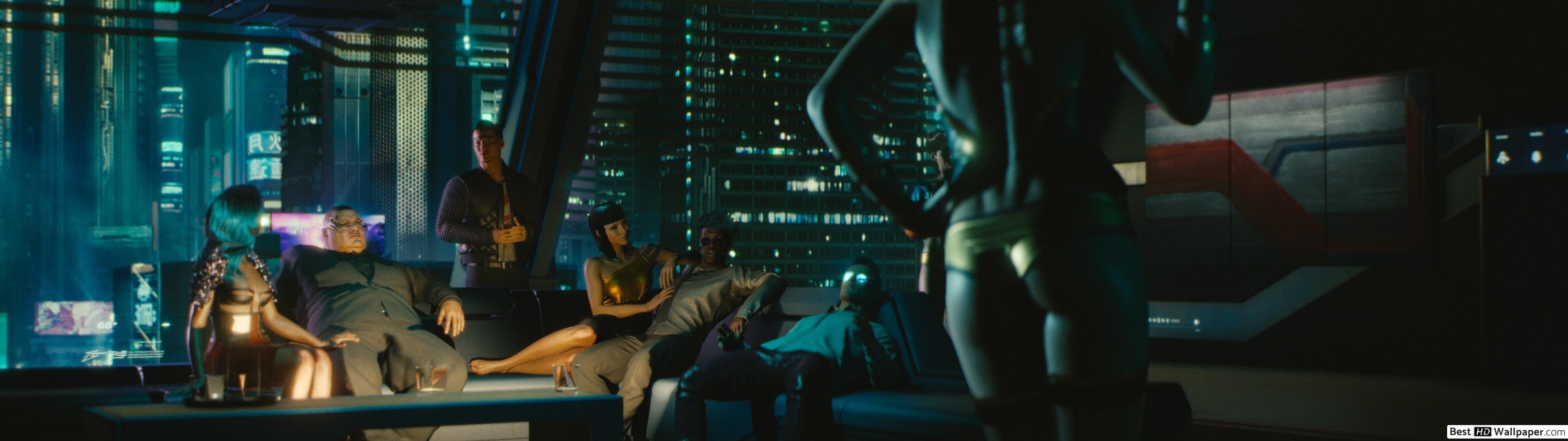 3840x1080 Descargar fondo de pantalla Reunión en Cyberpunk 2077 HD