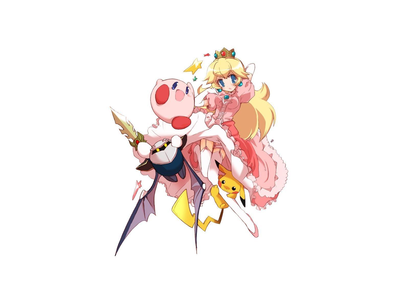 1600x1200 kirby pikachu princess peach simple background metaknight 1600x1200 wallpaper High Quality Wallpaper, High Definition Wallpaper