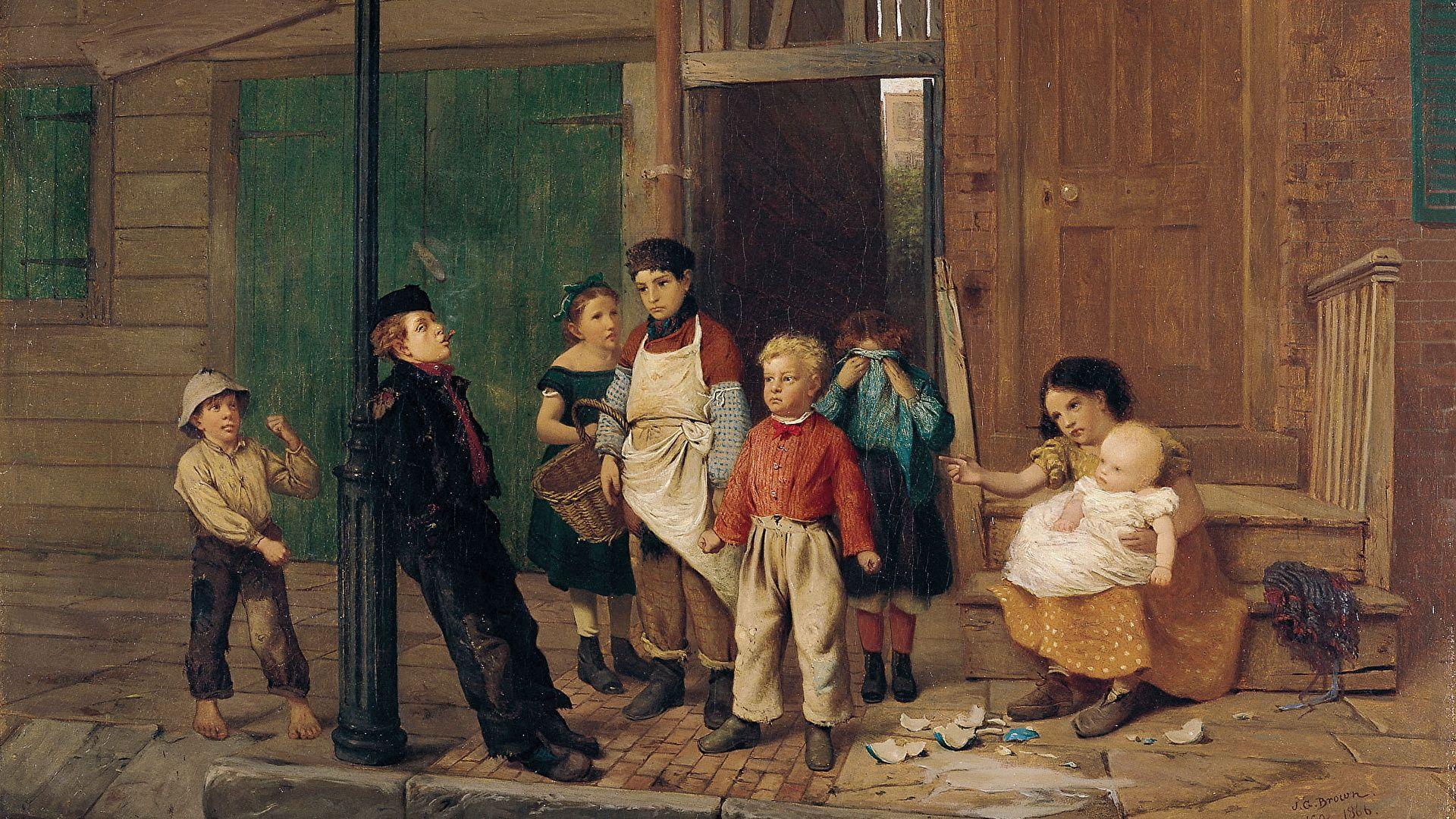1920x1080 Photos Little girls Boys John George Brown, The Bully of 1920x1080