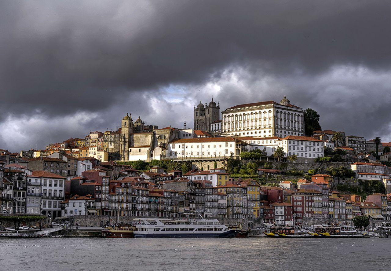 1280x887 Desktop Wallpaper Portugal Santa Marinha storm cloud Coast Cities