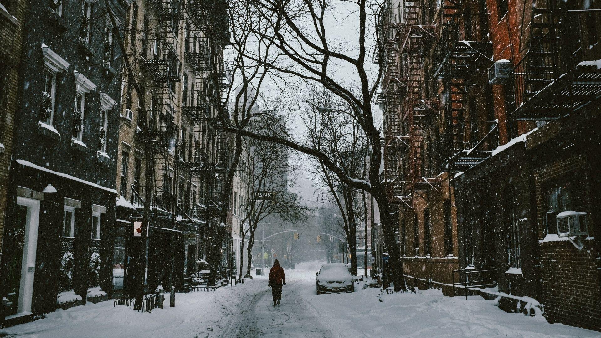 1920x1080 Snowy Day In New York Wallpaper
