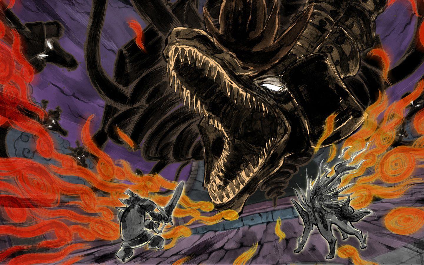 1440x900 Amaterasu Okami Dragon Fire Wallpaper:1440x900
