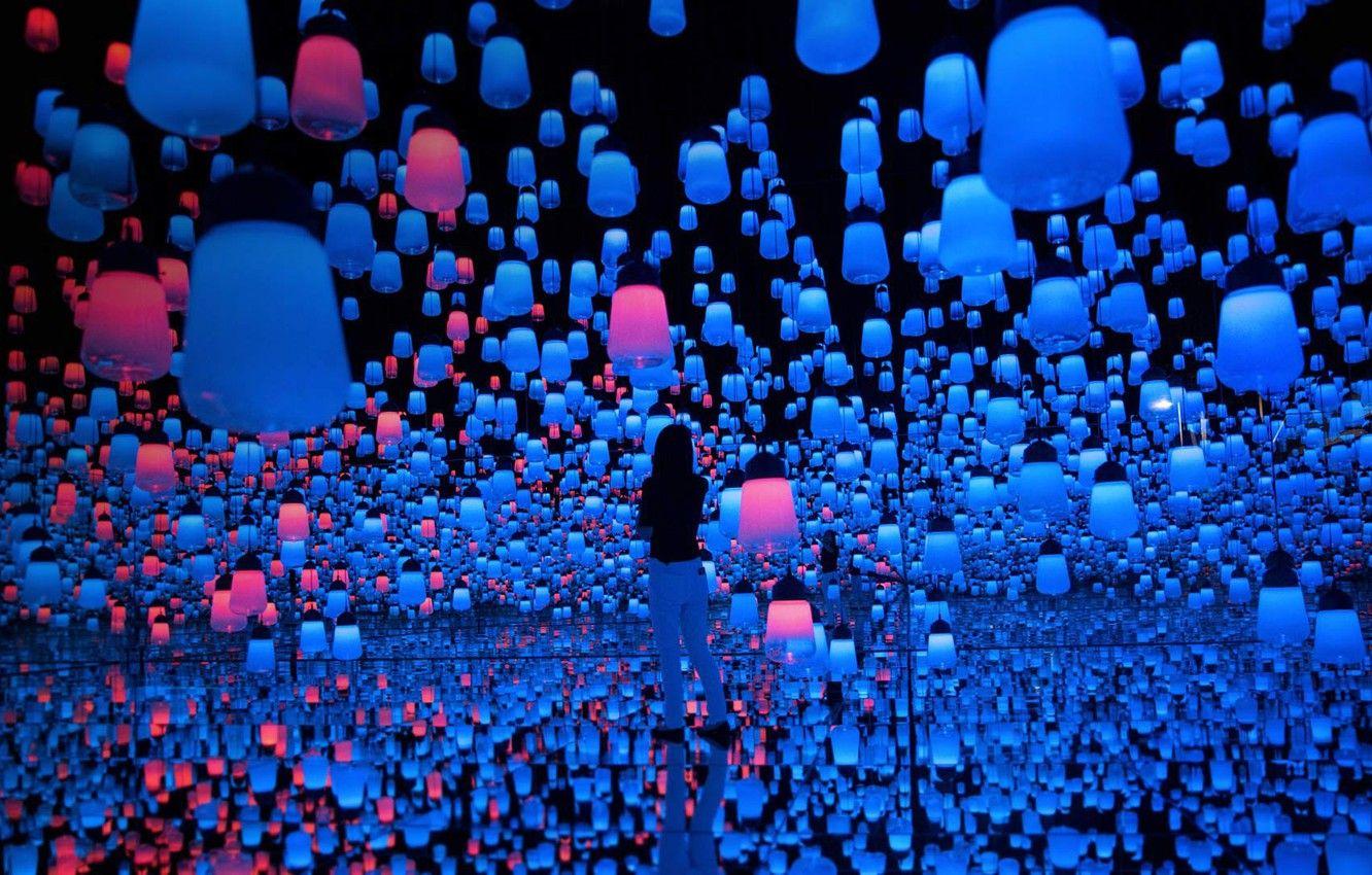 1332x850 Wallpaper Japan, Tokyo, lanterns, Mori Building Digital Art Museum image for desktop, section разное