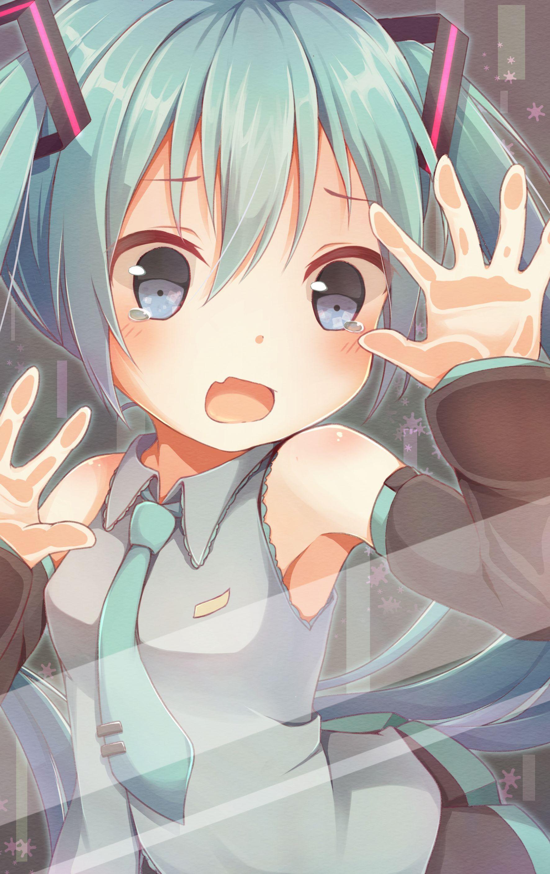 1772x2812 Anime 1772x2812 open mouth behind the glass Vocaloid pigtails blue eyes blue hair Hatsune Miku crying. Kawaii anime, Anime, Anime chibi