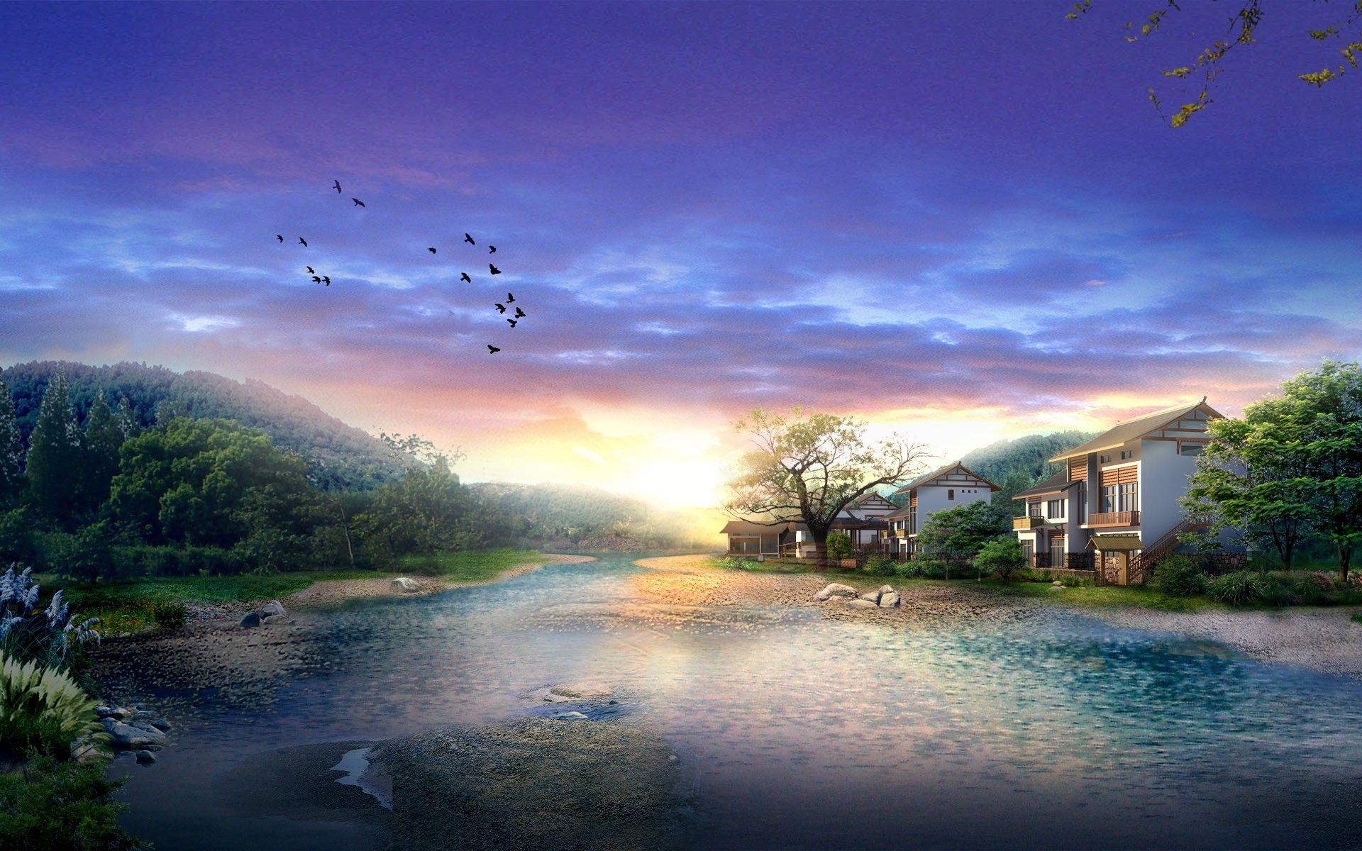 1920x1200 Digital Sunrise In Japan