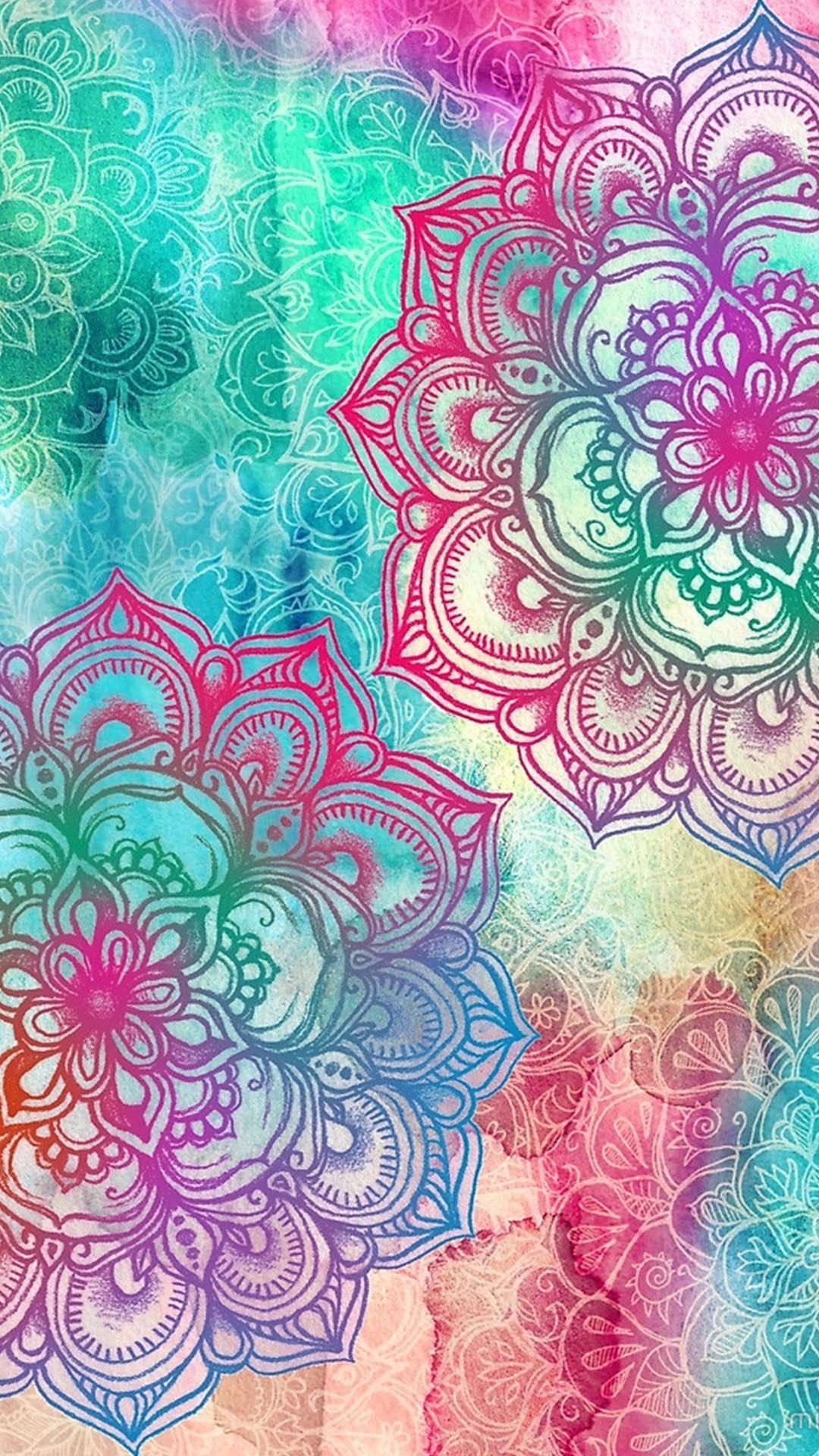 Floral Fractal Mandala Wallpaper Stock Illustration  Illustration of  colorful wallpaper 60534622