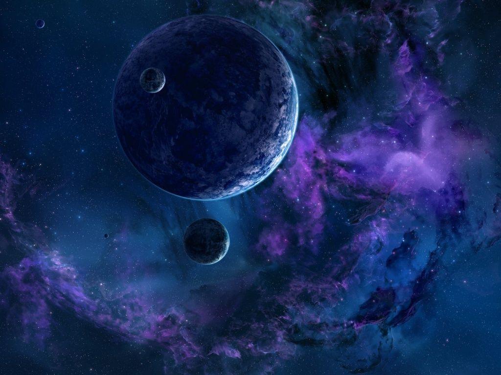 1024x768 Space Planets Nebula Blue Lila wallpaper. Purple galaxy wallpaper, Planets wallpaper, Wallpaper space