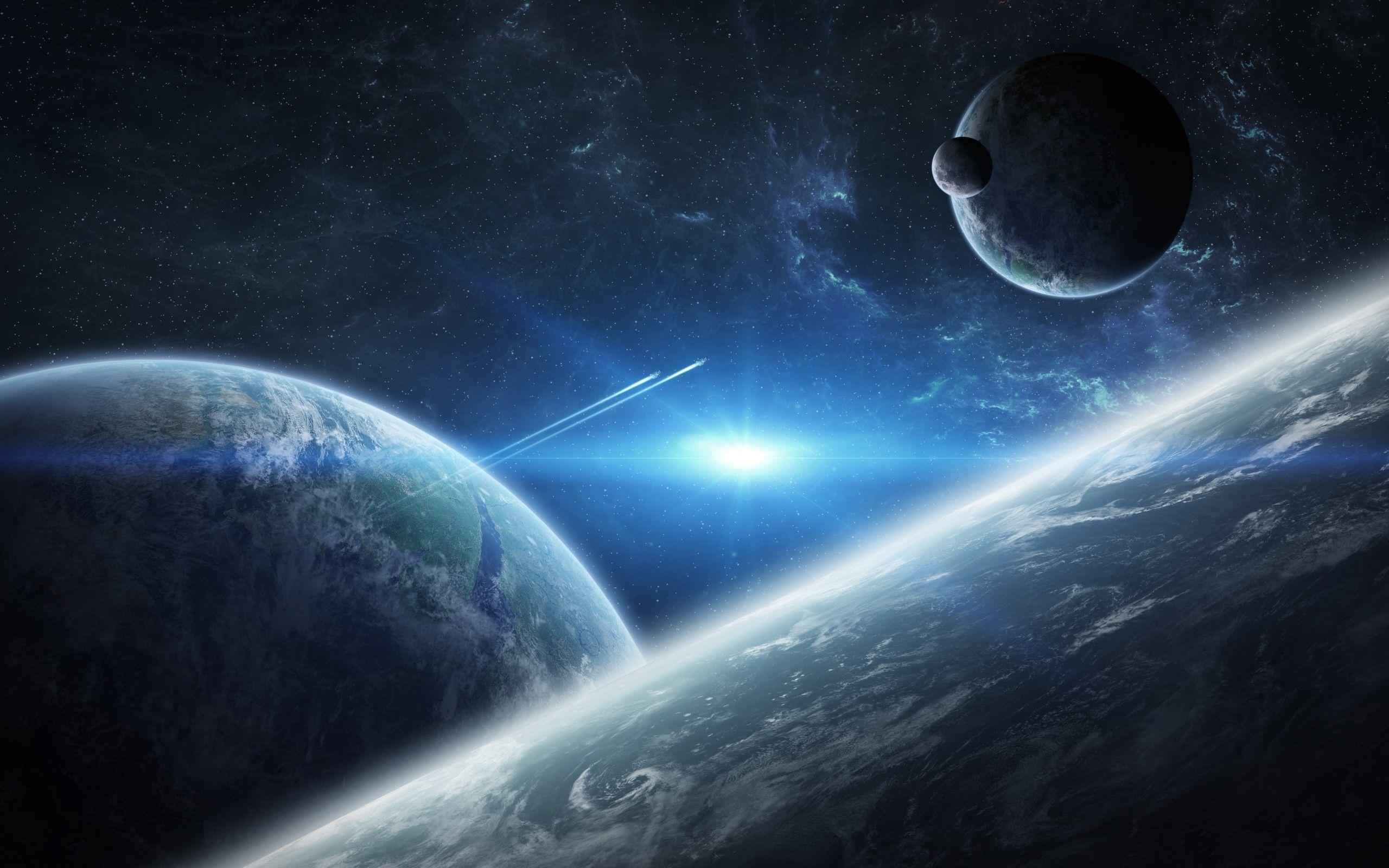 2560x1600 Download 2560x1600 Planets, Nebula, Spacecraft Wallpaper for MacBook Pro 13 inch