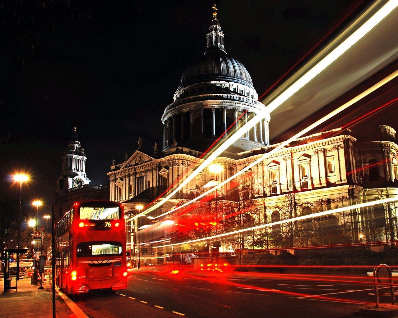 1280x1024 Download wallpaper 1280x1024 london, city, bus, night standard 5:4