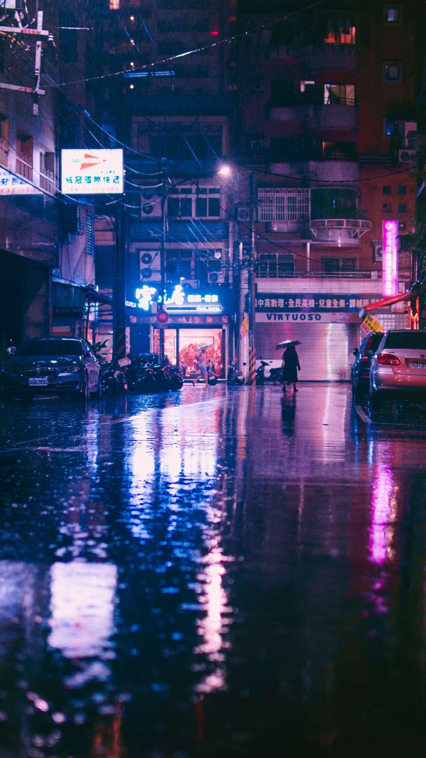 1440x2560 Download 1440x2560 wallpaper rain, lights, city street, reflections, qhd samsung galaxy s s edge, note, lg g 1440x2560 HD image, background, 18959