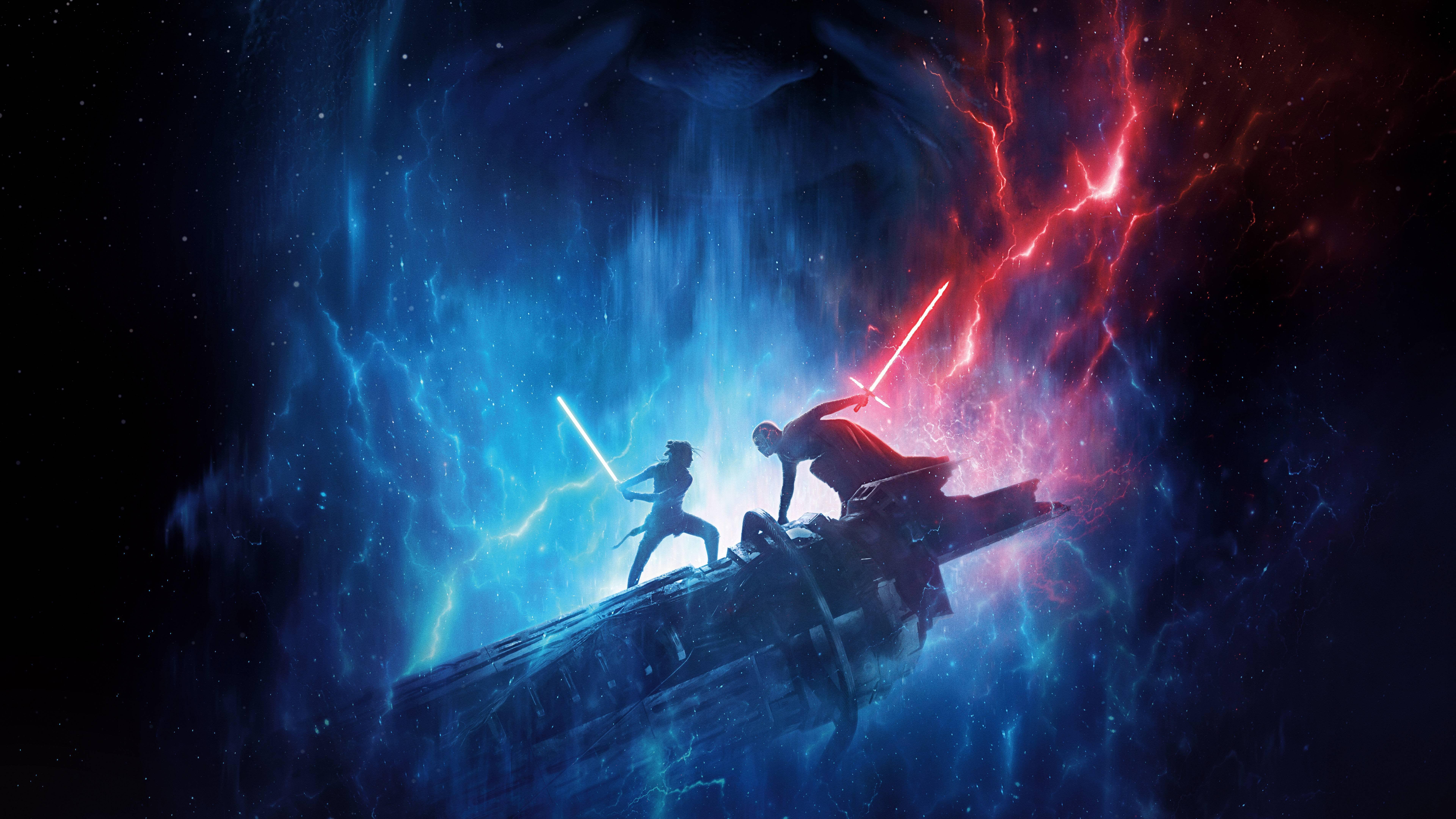 7680x4320 Rey Vs. Kylo Ren R Wallpaper