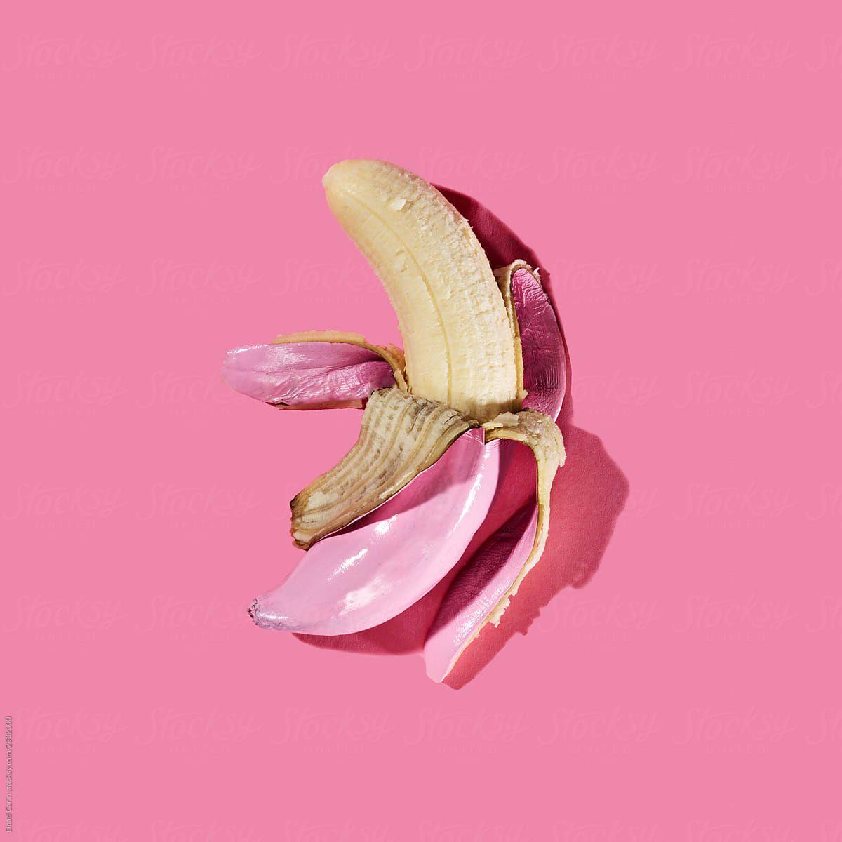 1200x1200 Pink Banana Pattern on Pink by Eldad Carin, Pink