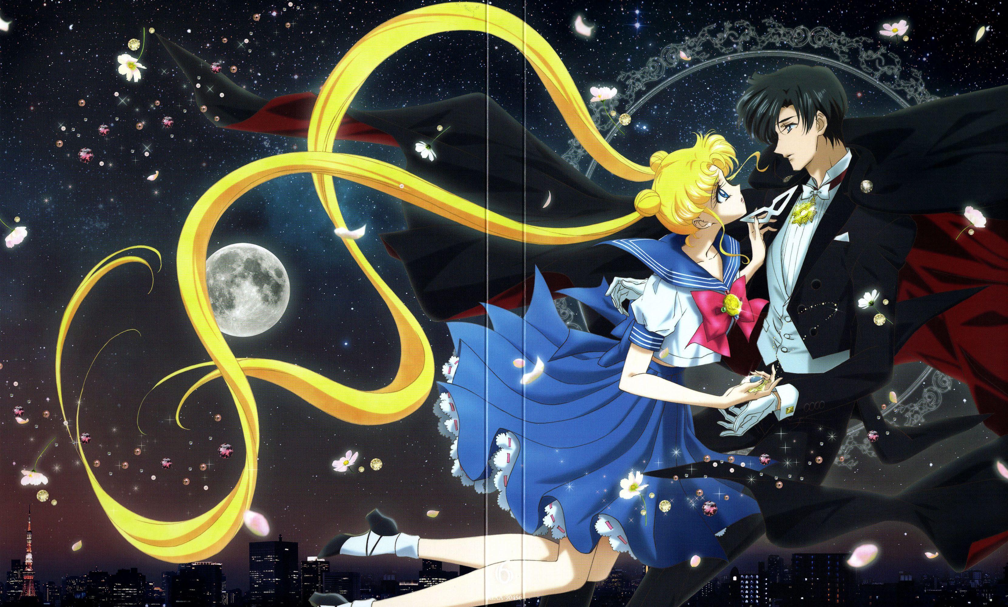 3321x2000 Sailor Moon and Tuxedo Mask Wallpaper