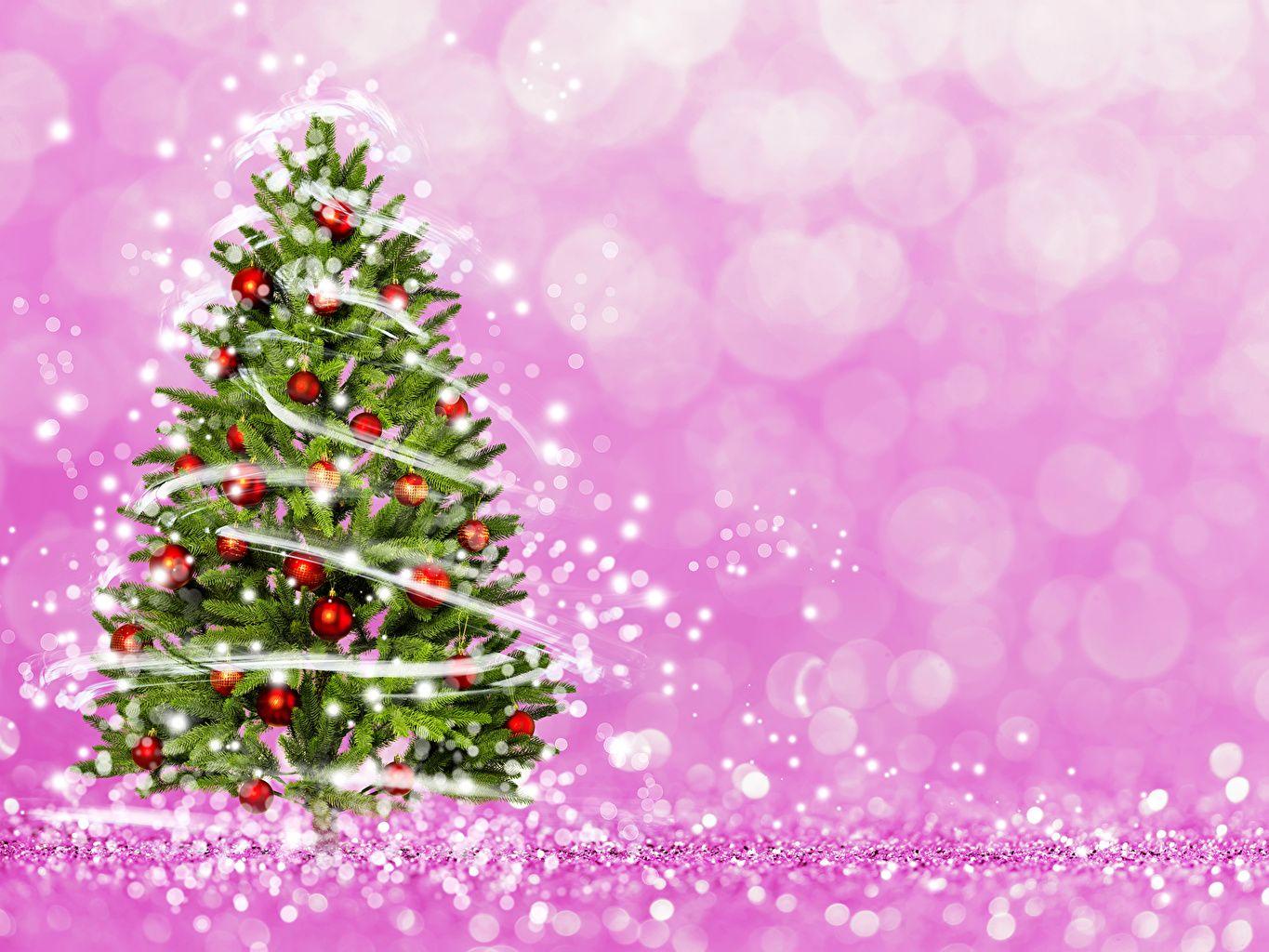 1365x1024 Wallpaper Christmas Christmas tree Balls Fairy lights