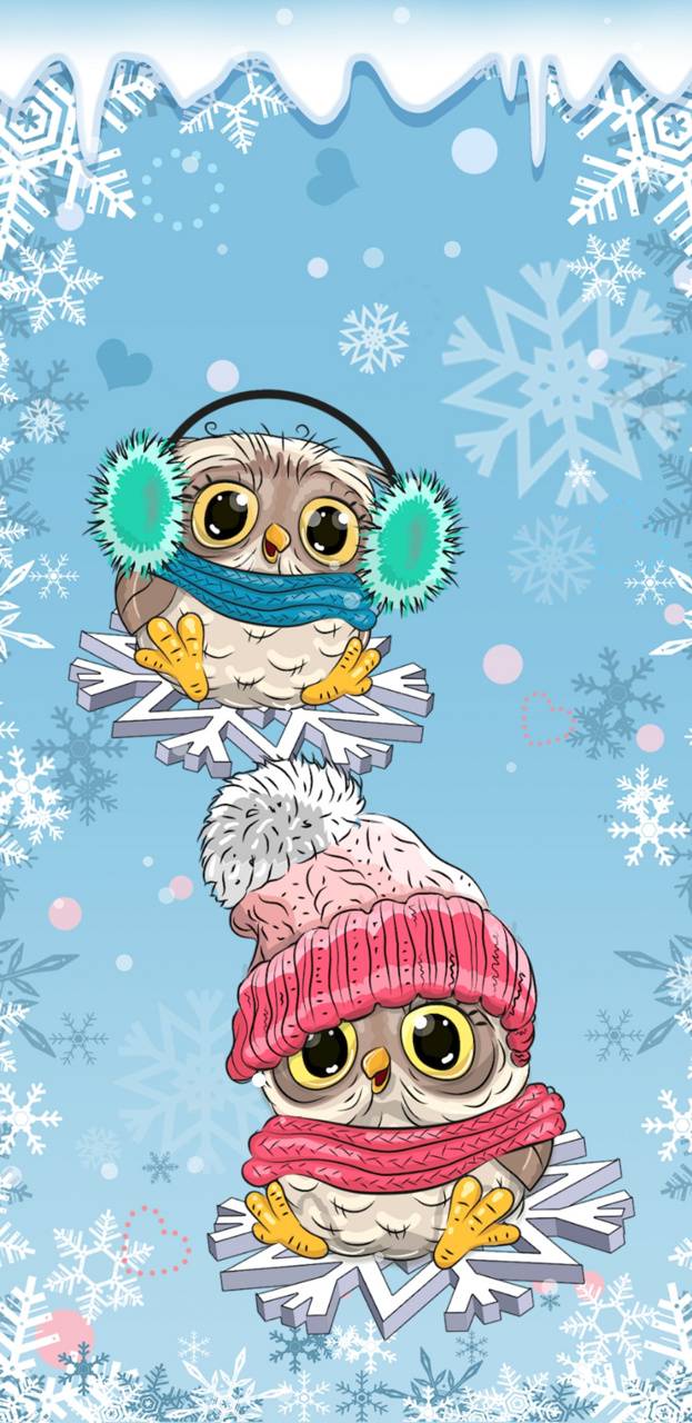 623x1280 Xmas Owls wallpaper