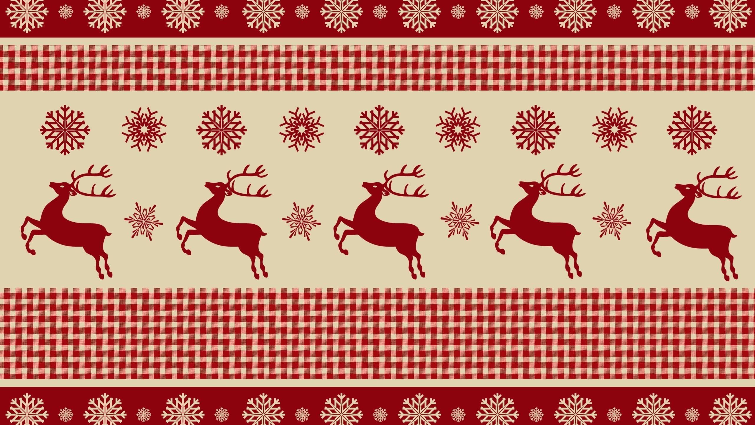 2560x1440 Reindeers and Snowflakes Pattern Mac Wallpaper Download
