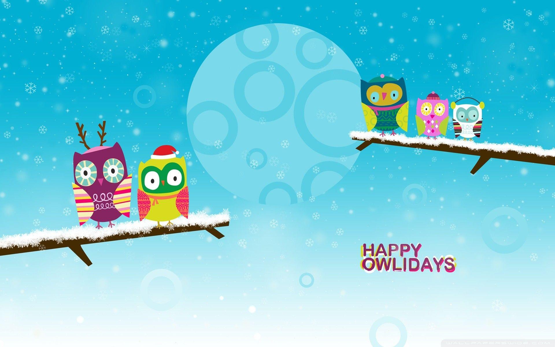 1920x1200 Christmas Owl Wallpaper